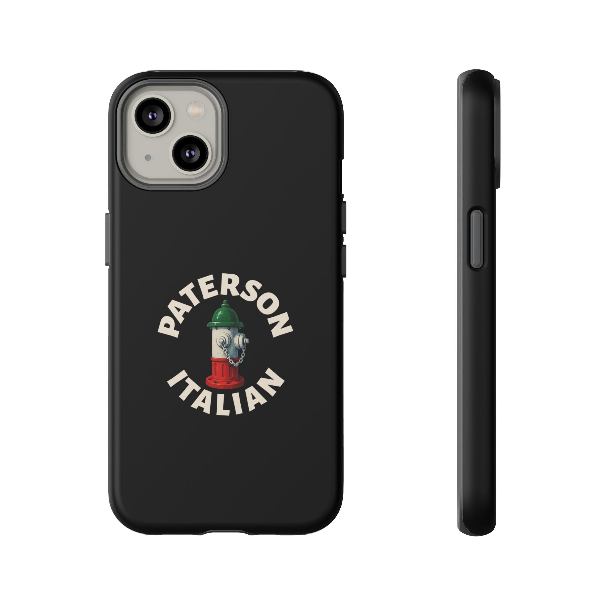 Paterson Italian Black Phone Case, Tough Cases for iPhone, Gift for Italians, Stylish Phone Cover, Unique Phone Accessory