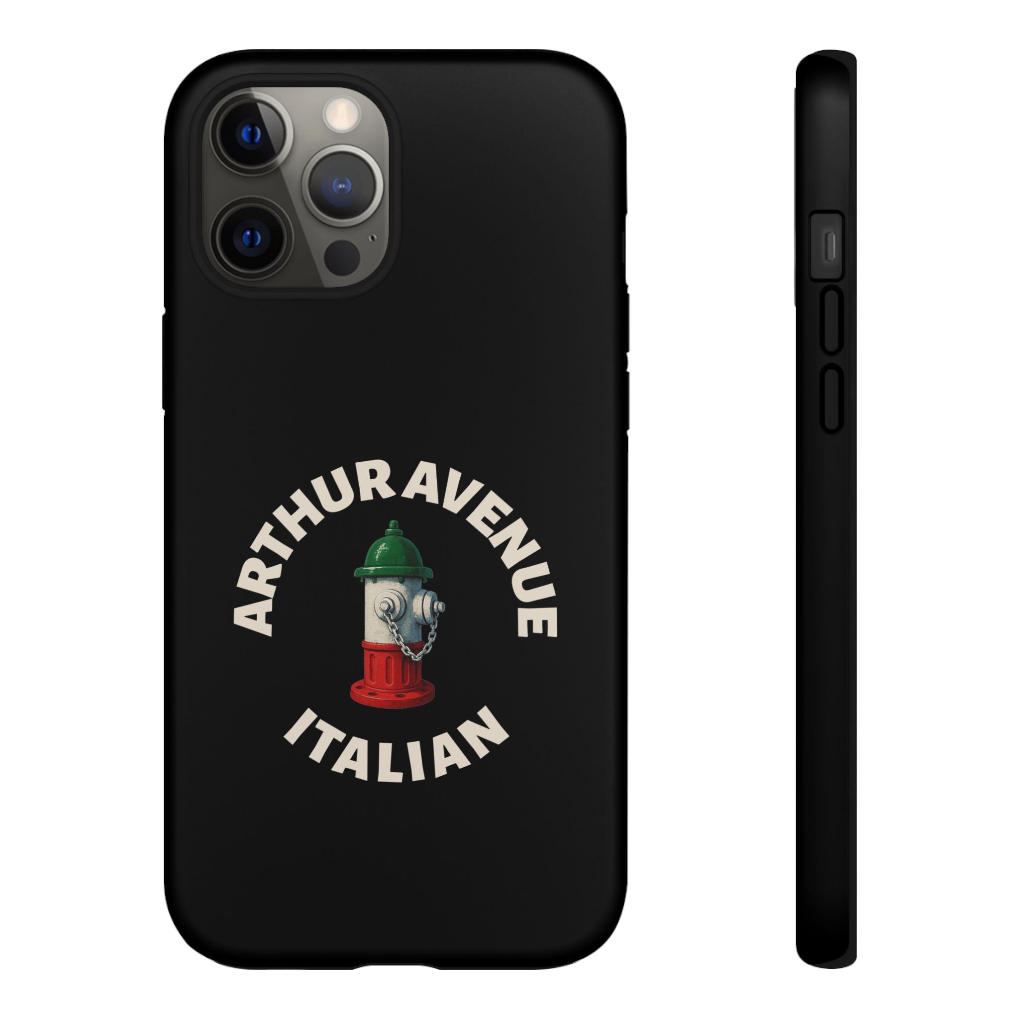 Arthur Avenue Italian Black Phone Case, Tough Cases for iPhone, Gift for Italians, Stylish Phone Cover, Unique Phone Accessory