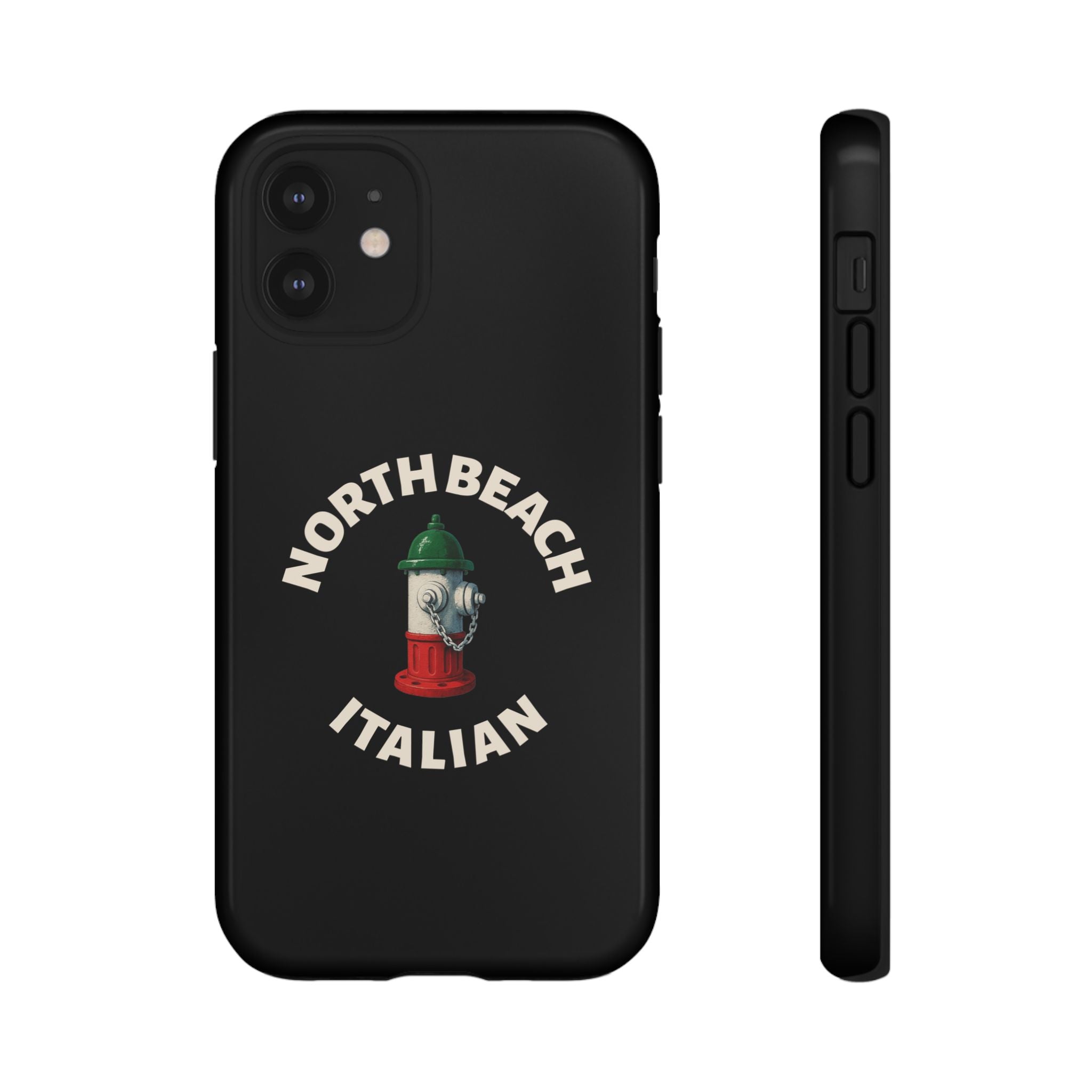 North Beach Italian Black Phone Case, Tough Cases for iPhone, Gift for Italians, Stylish Phone Cover, Unique Phone Accessory
