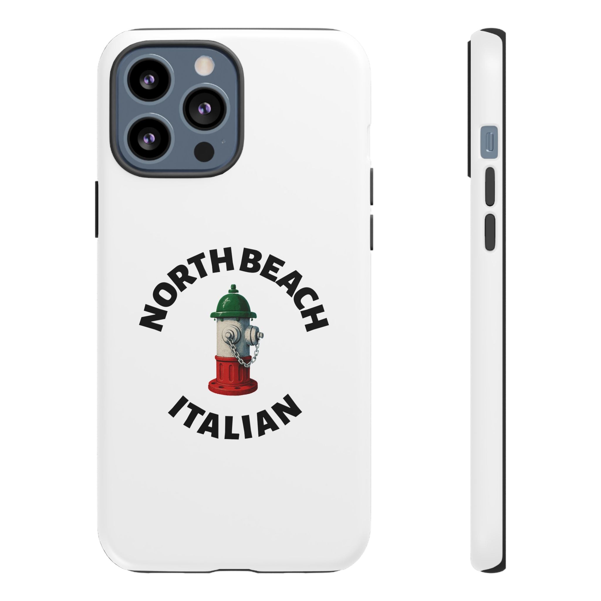 North Beach Italian White Phone Case, Urban Style Phone Cover, Tough Smartphone Case, Gift for Italian Heritage, Fun Streetwear Accessories