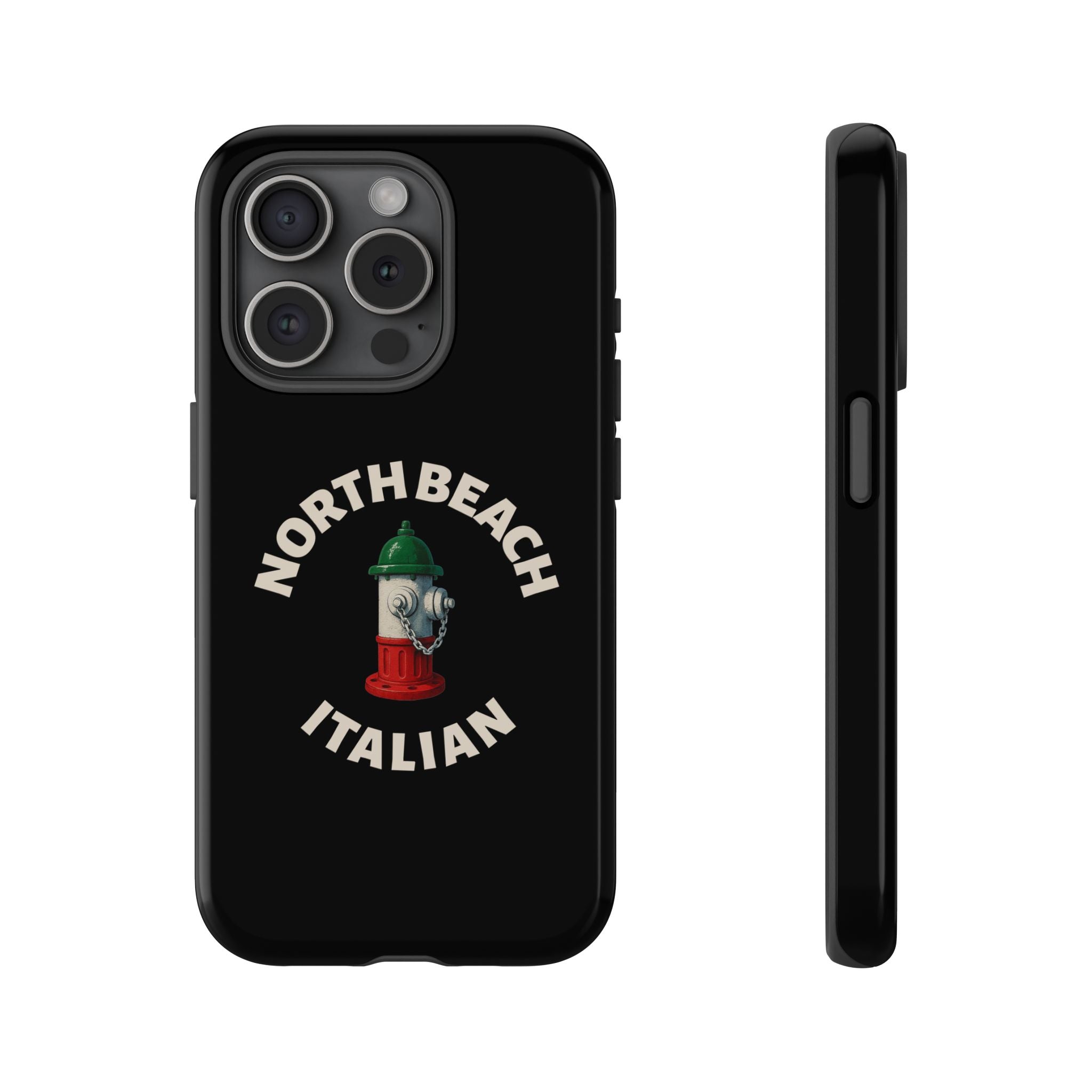 North Beach Italian Black Phone Case, Tough Cases for iPhone, Gift for Italians, Stylish Phone Cover, Unique Phone Accessory