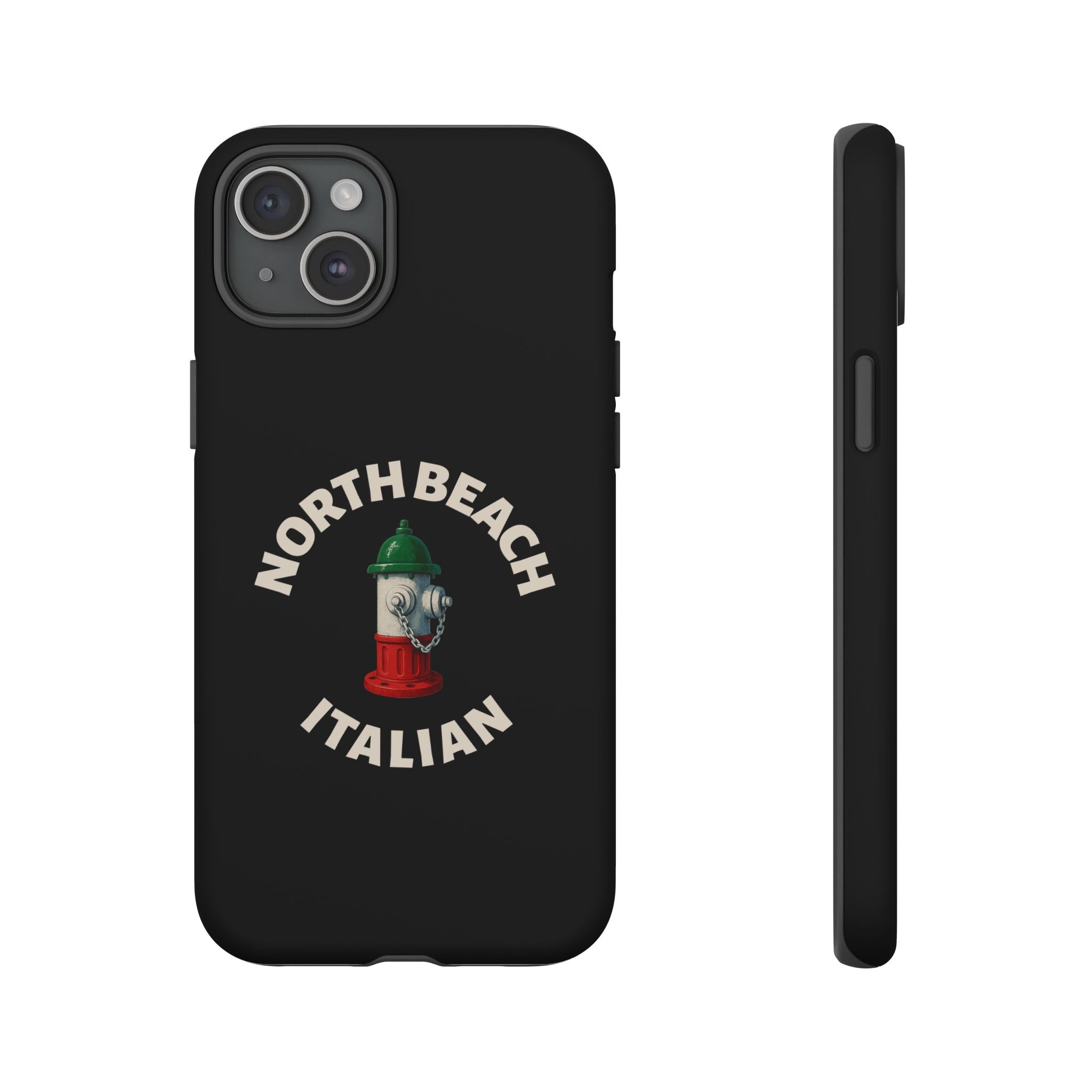 North Beach Italian Black Phone Case, Tough Cases for iPhone, Gift for Italians, Stylish Phone Cover, Unique Phone Accessory