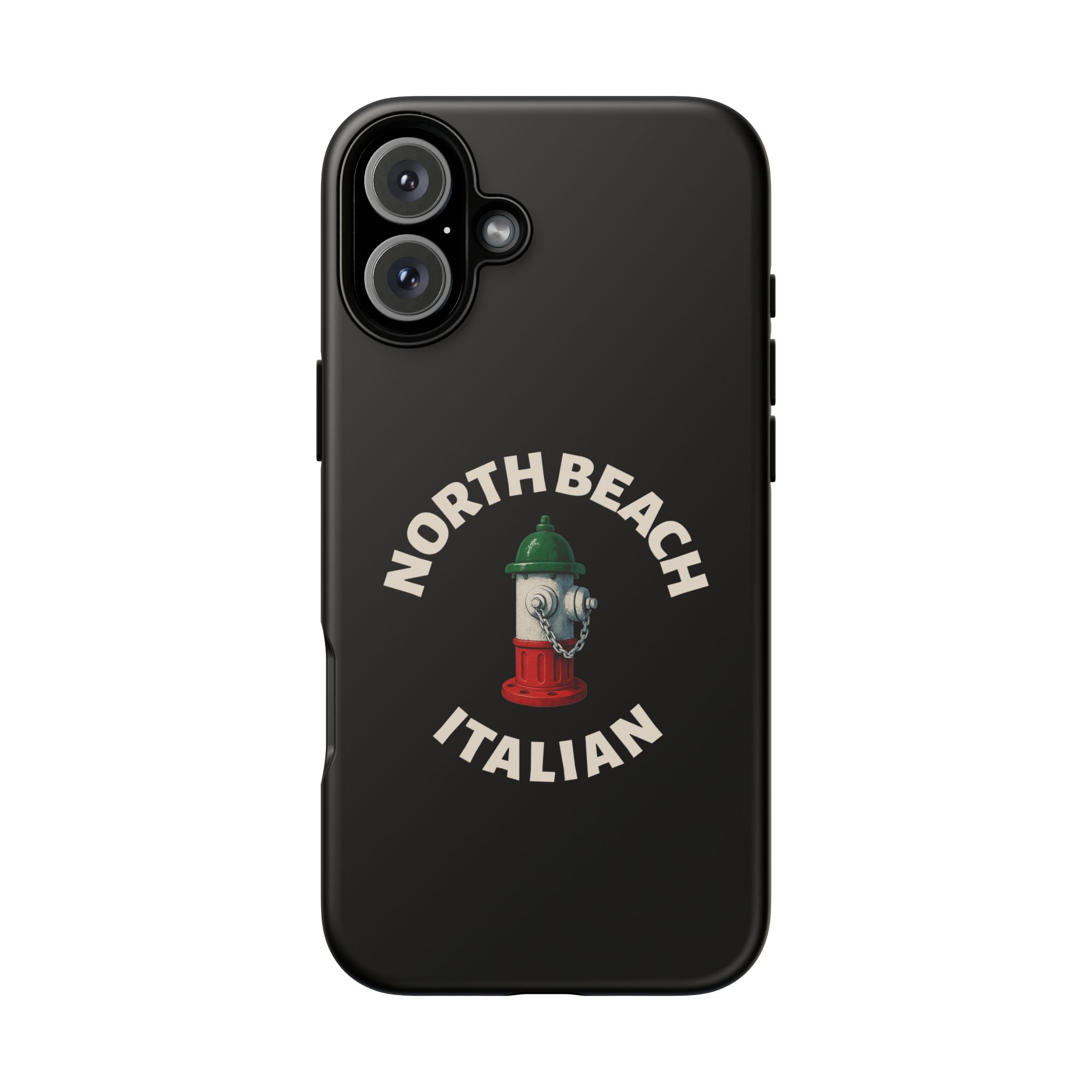 North Beach Italian Black Phone Case, Tough Cases for iPhone, Gift for Italians, Stylish Phone Cover, Unique Phone Accessory
