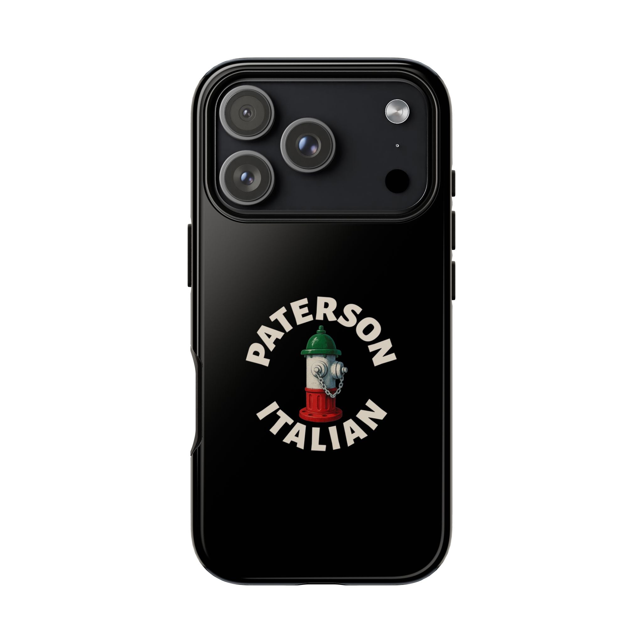 Paterson Italian Black Phone Case, Tough Cases for iPhone, Gift for Italians, Stylish Phone Cover, Unique Phone Accessory