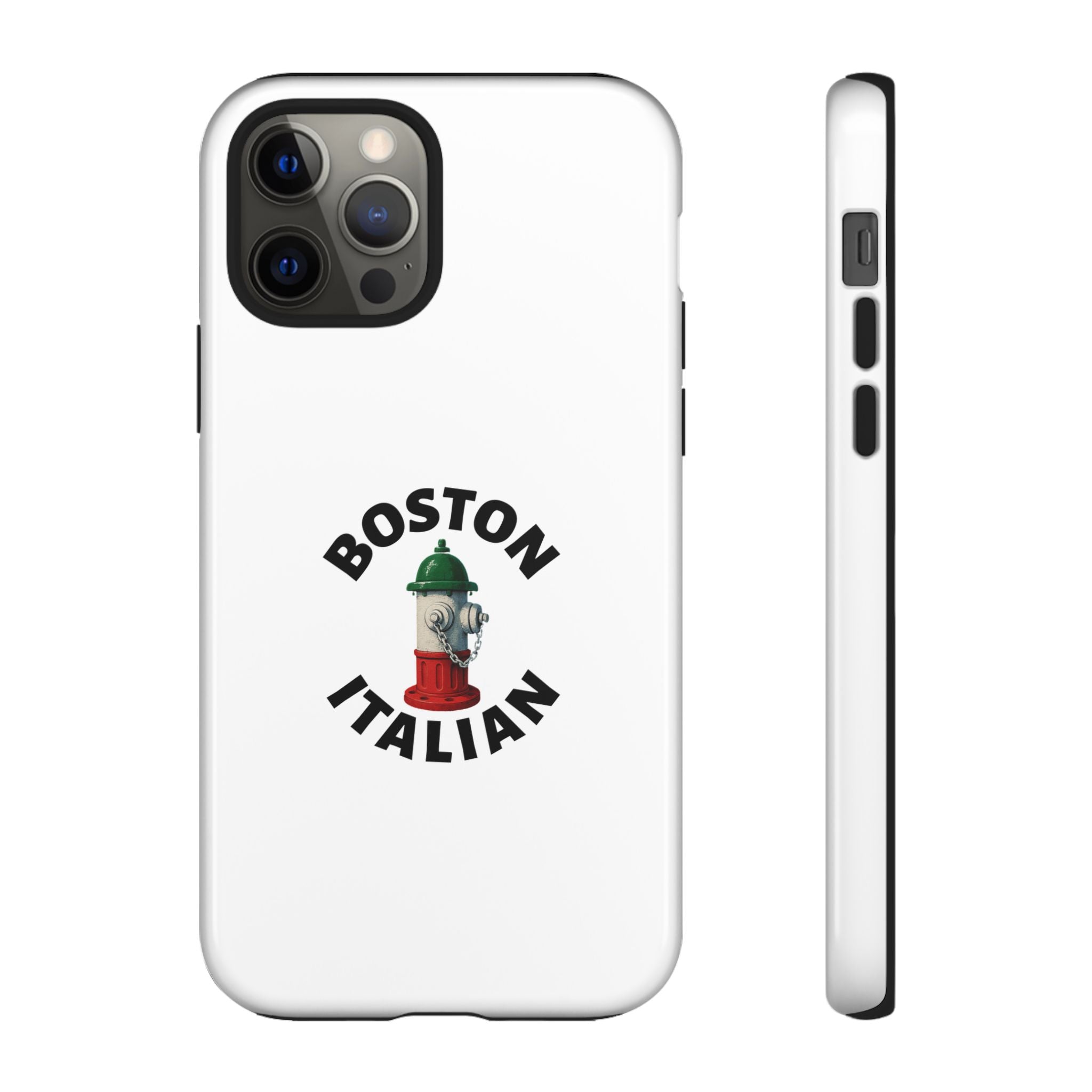 Boston Italian White Phone Case, Urban Style Phone Cover, Tough Smartphone Case, Gift for Italian Heritage, Fun Streetwear Accessories