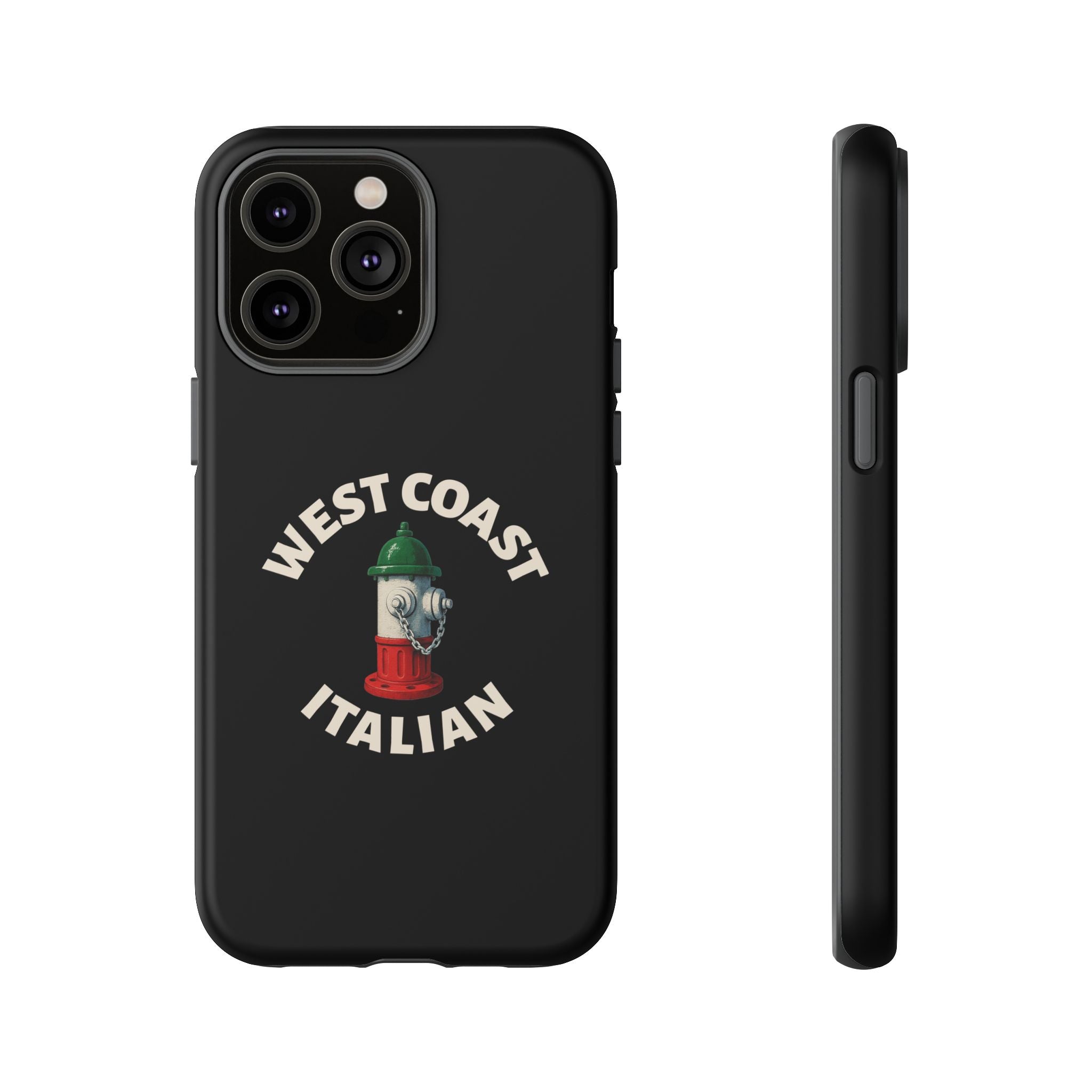 West Coast Italian Black Phone Case, Tough Cases for iPhone, Gift for Italians, Stylish Phone Cover, Unique Phone Accessory