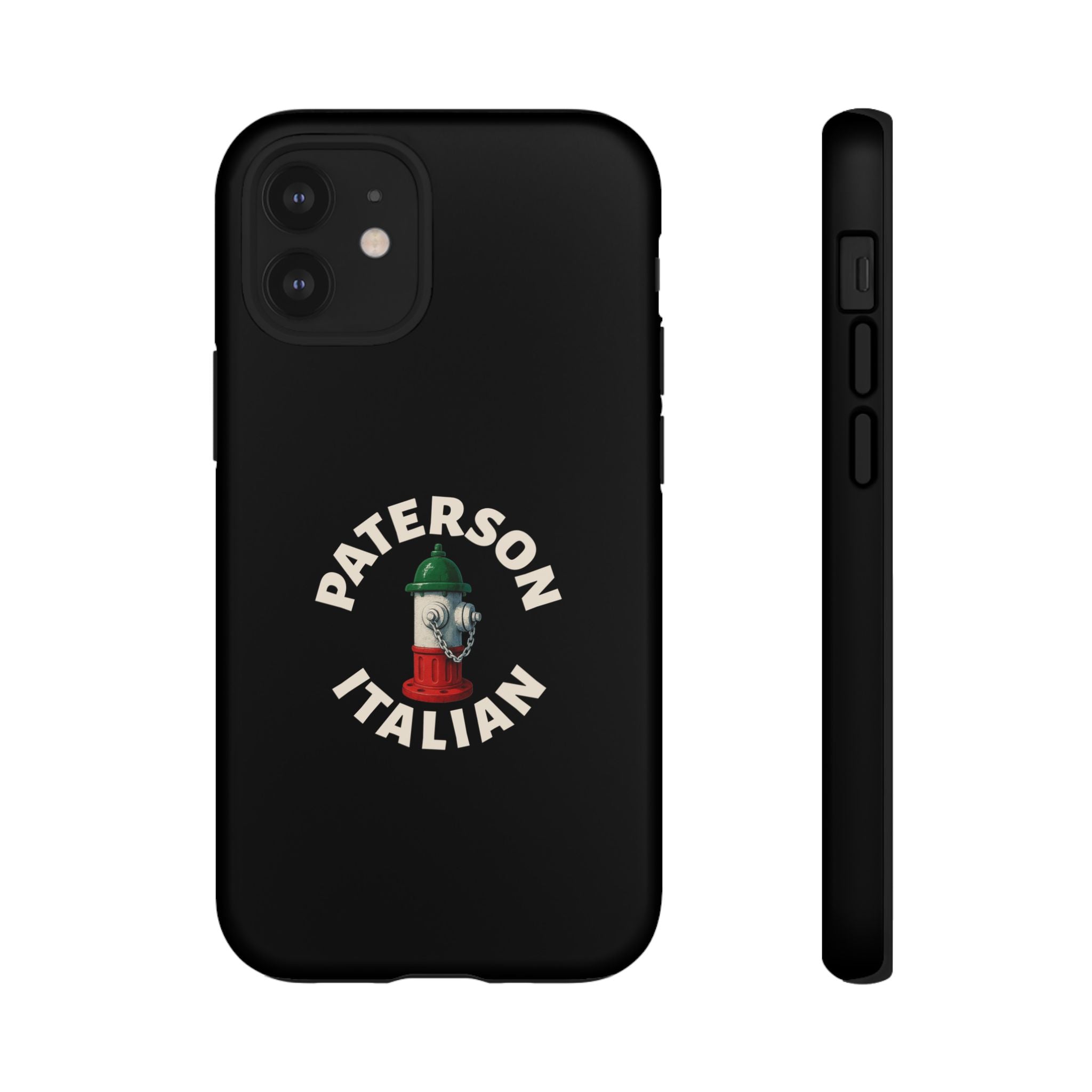 Paterson Italian Black Phone Case, Tough Cases for iPhone, Gift for Italians, Stylish Phone Cover, Unique Phone Accessory