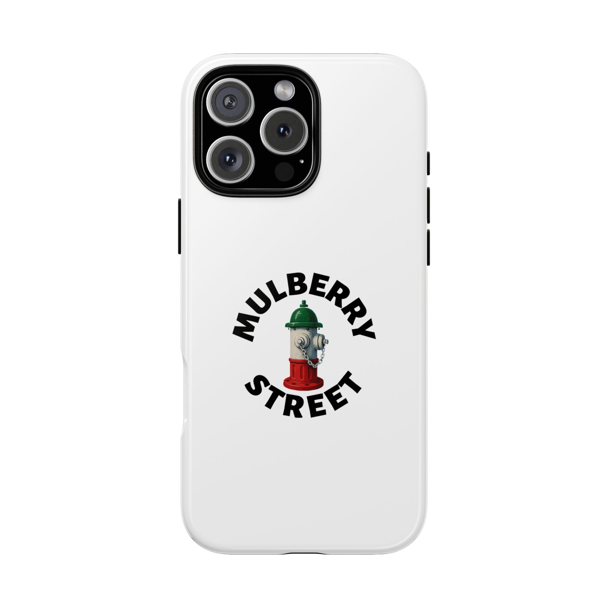 Mulberry Street White Phone Case, Urban Style Phone Cover, Tough Smartphone Case, Gift for Italian Heritage, Fun Streetwear Accessories