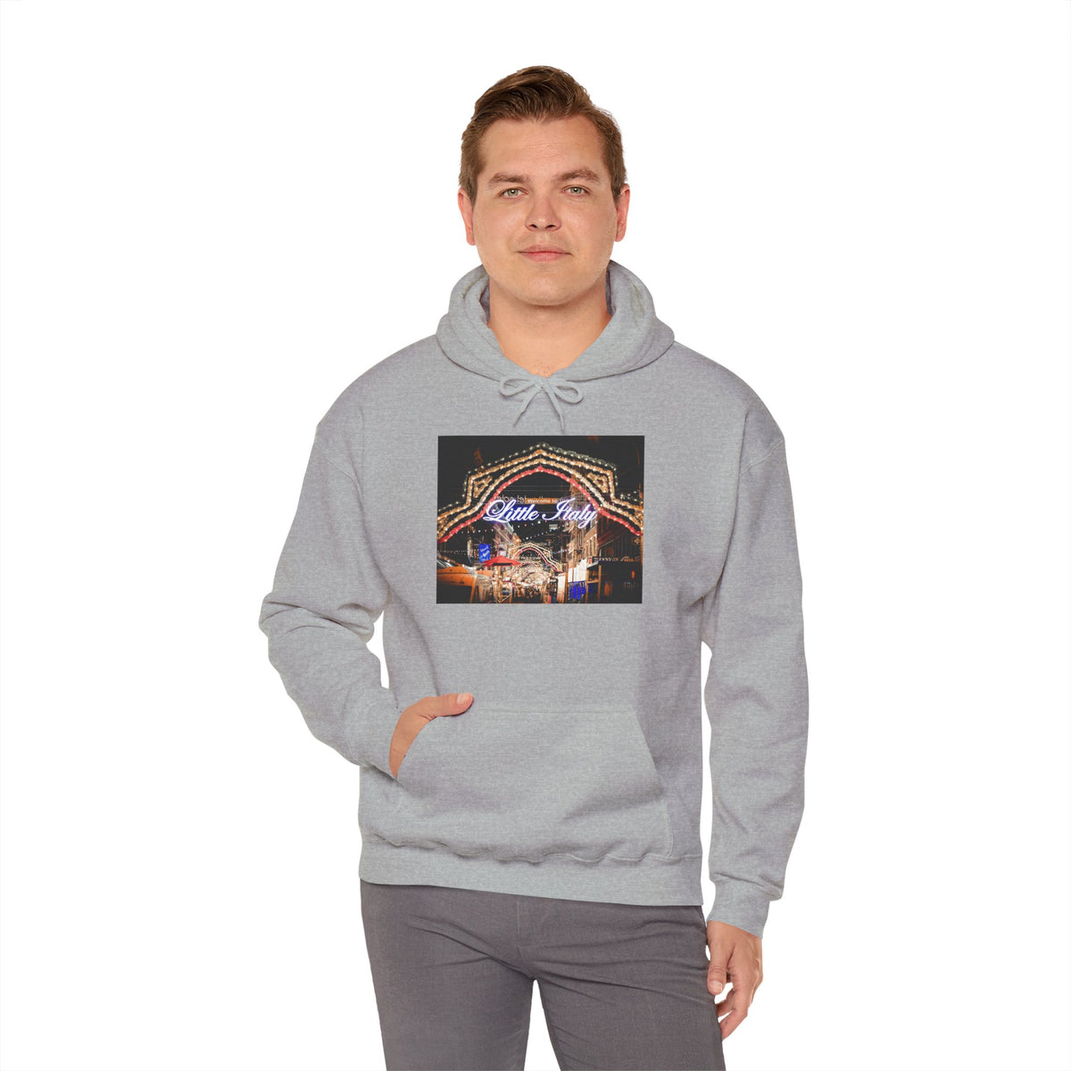 Little Italy Hoodie — Italian Flag Script Pullover