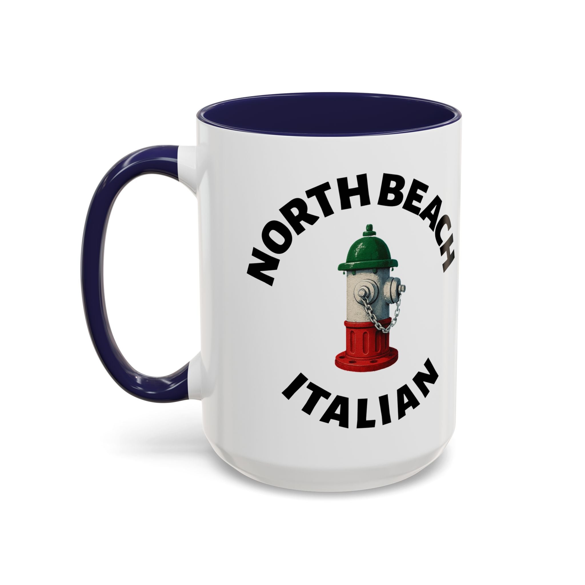 North Beach Coffee Mug with Fire Hydrant Design, Unique Gift for Italians, Fun Kitchen Decor