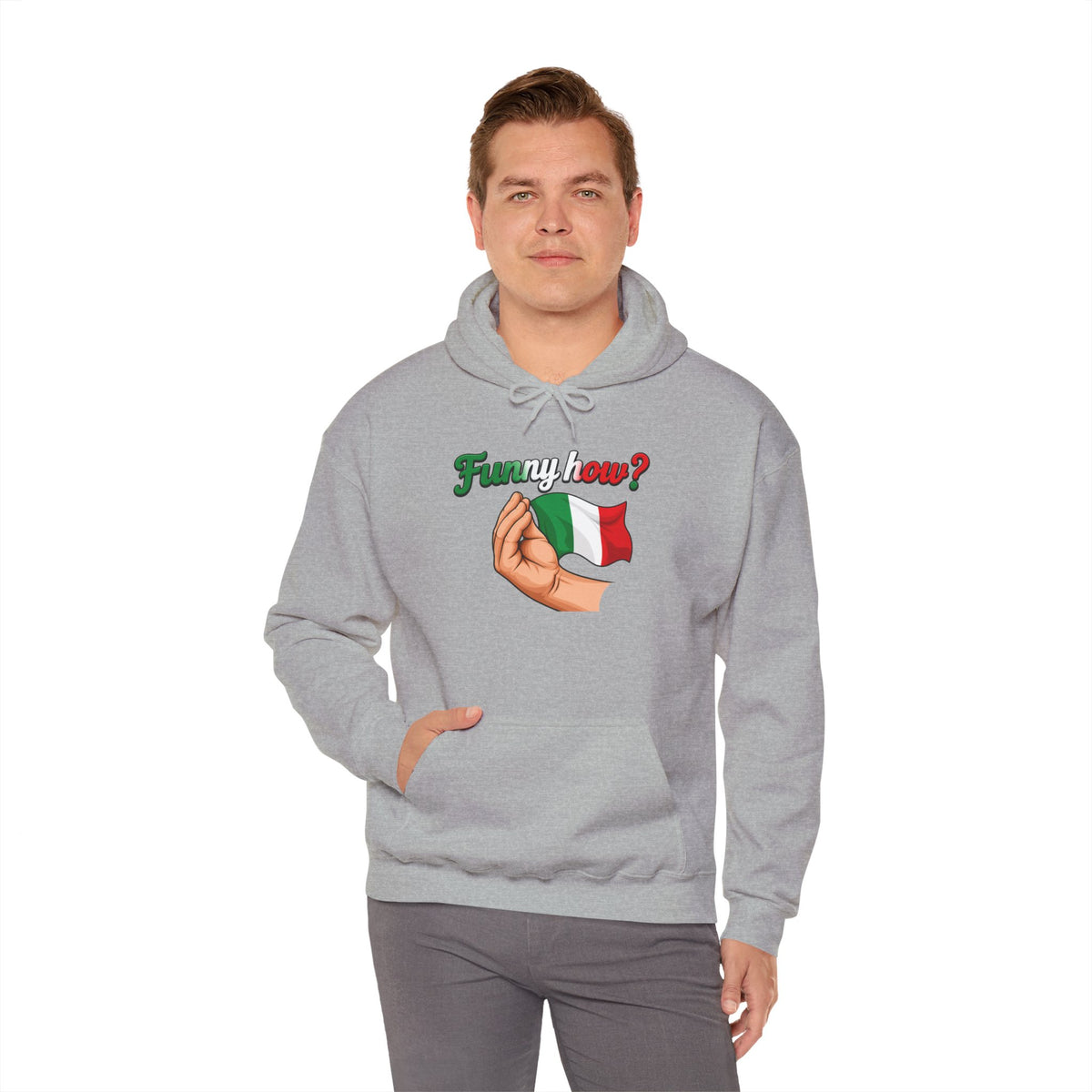 Funny How? Italian Hoodie — Italian Flag Script Pullover