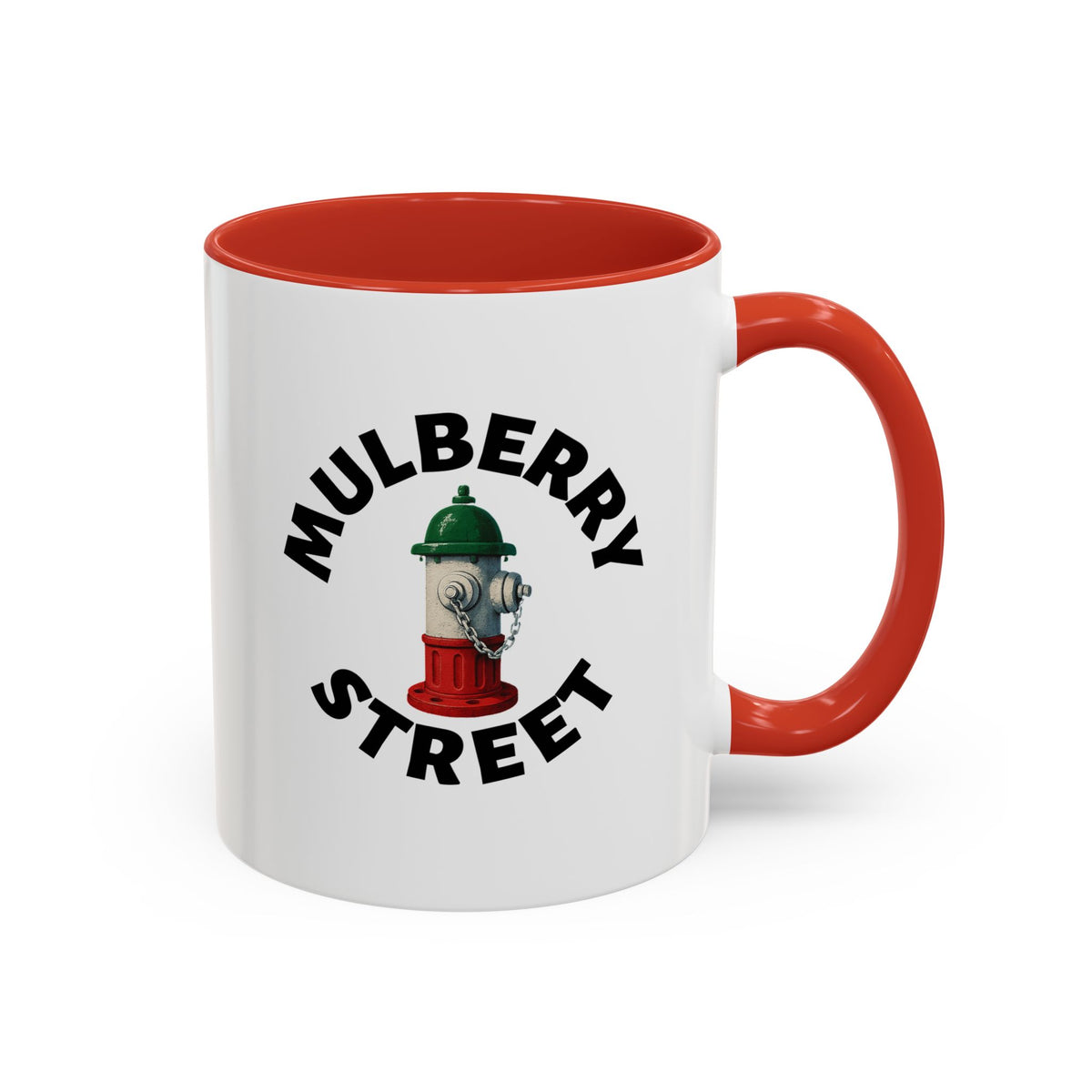Mulberry Street Coffee Mug with Fire Hydrant Design, Unique Gift for Italians, Fun Kitchen Decor