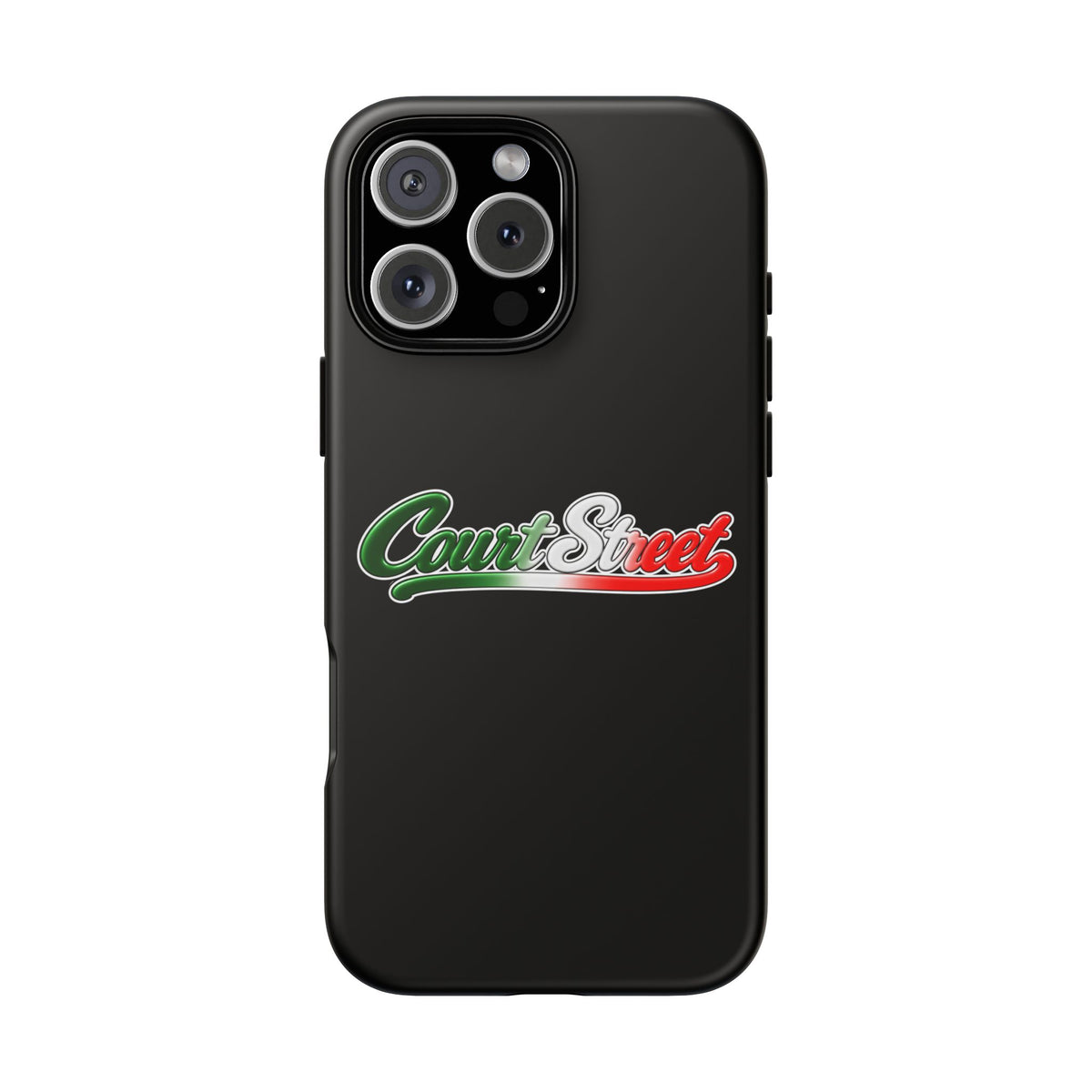 Court Street Black Phone Case, Tough Cases for iPhone, Gift for Italians, Stylish Phone Cover, Unique Phone Accessory