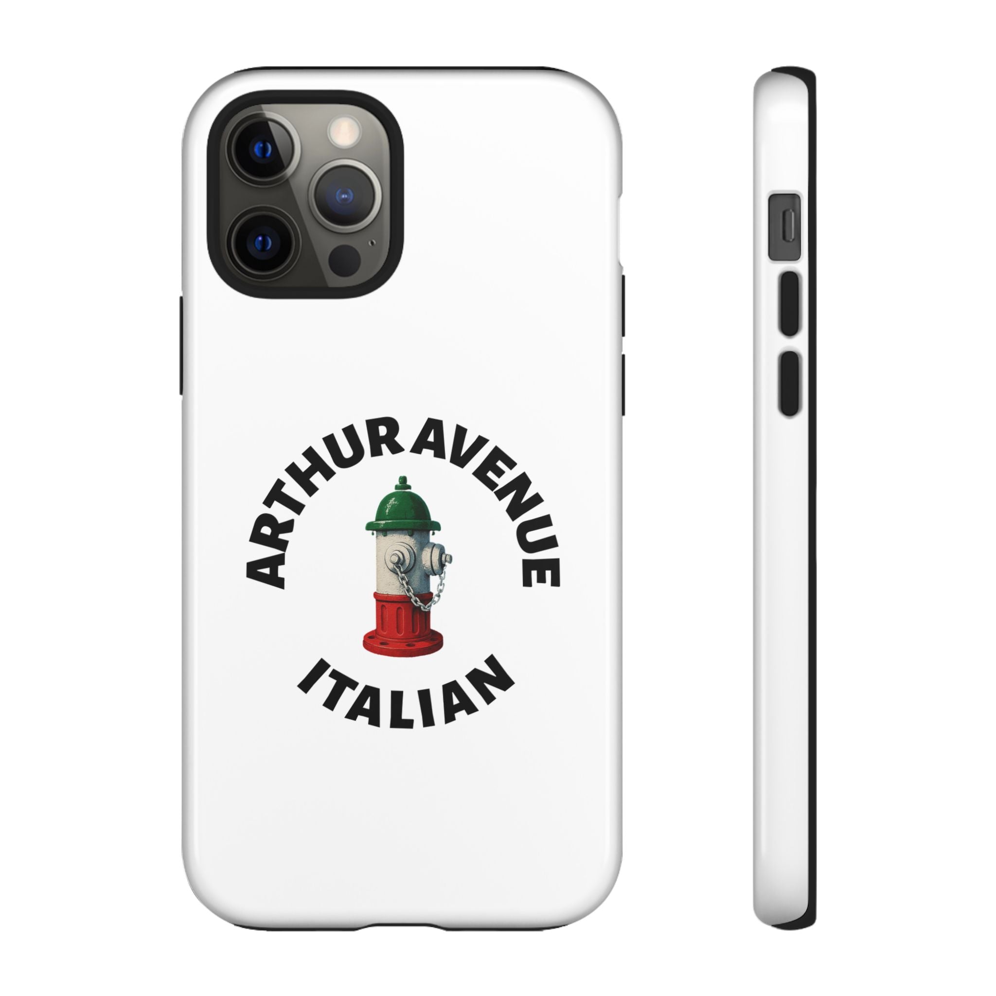 Arthur Avenue Italian White Phone Case, Urban Style Phone Cover, Tough Smartphone Case, Gift for Italian Heritage, Fun Streetwear Accessories