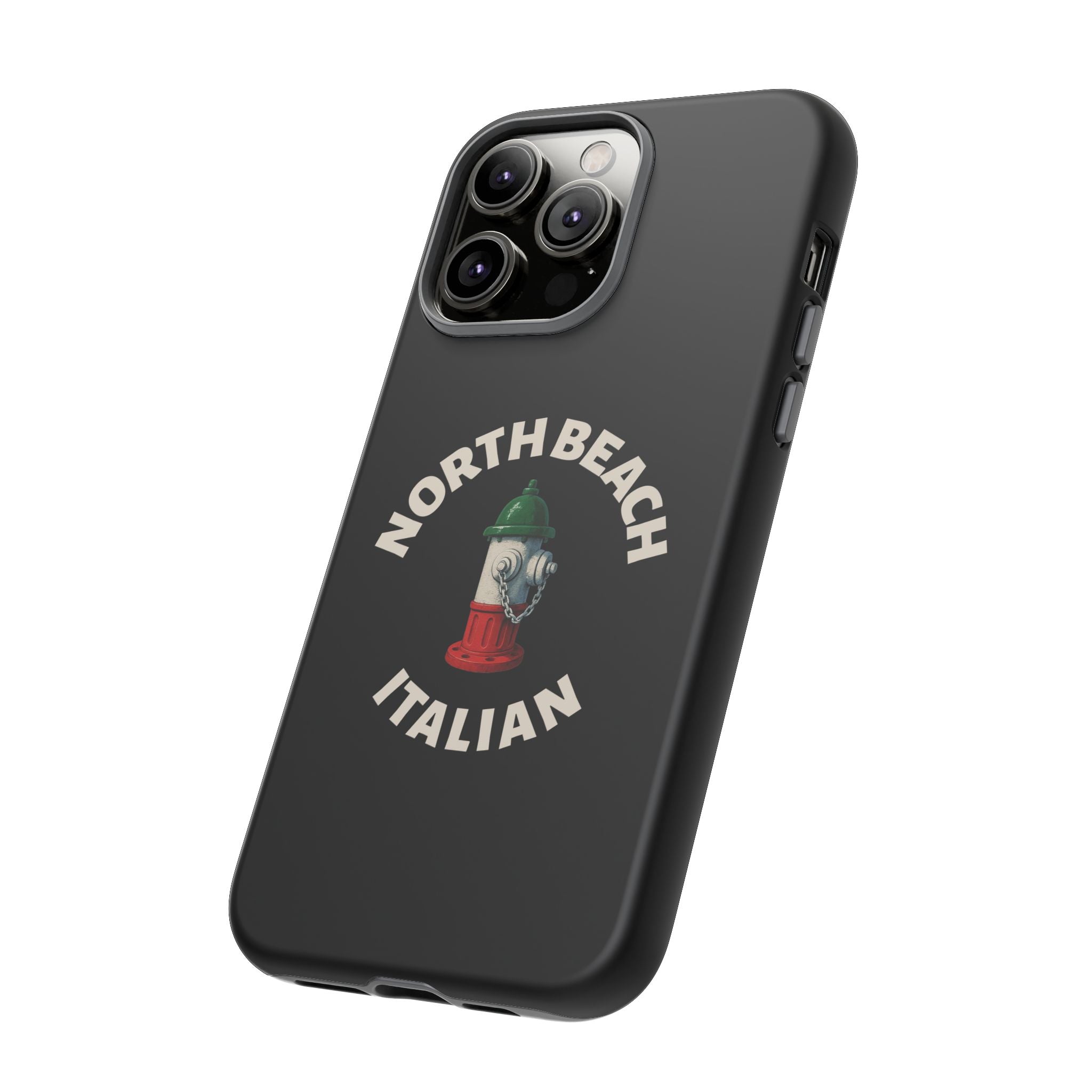 North Beach Italian Black Phone Case, Tough Cases for iPhone, Gift for Italians, Stylish Phone Cover, Unique Phone Accessory