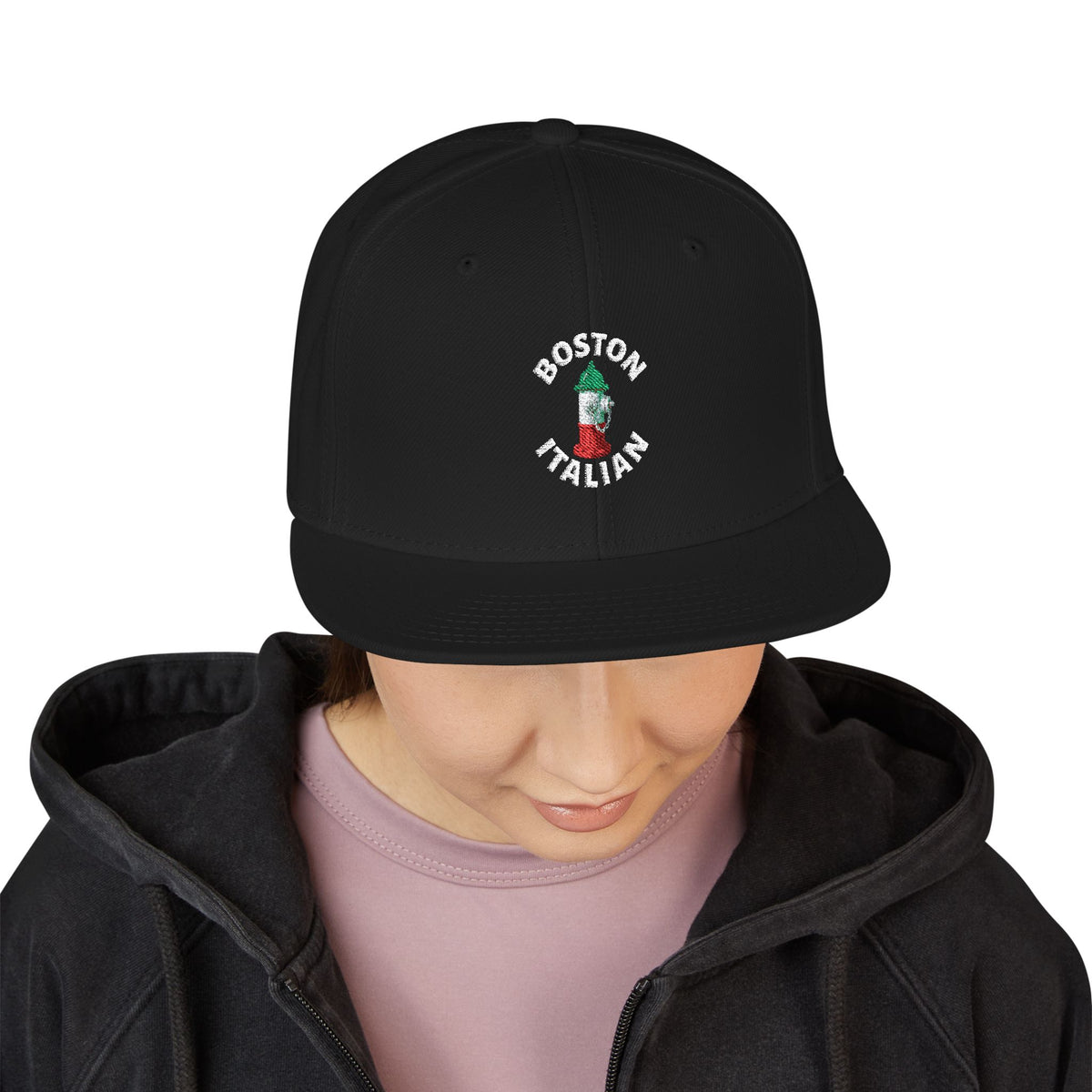 Boston Italian Embroidered Snapback Hat | Street Sign Patch Cap