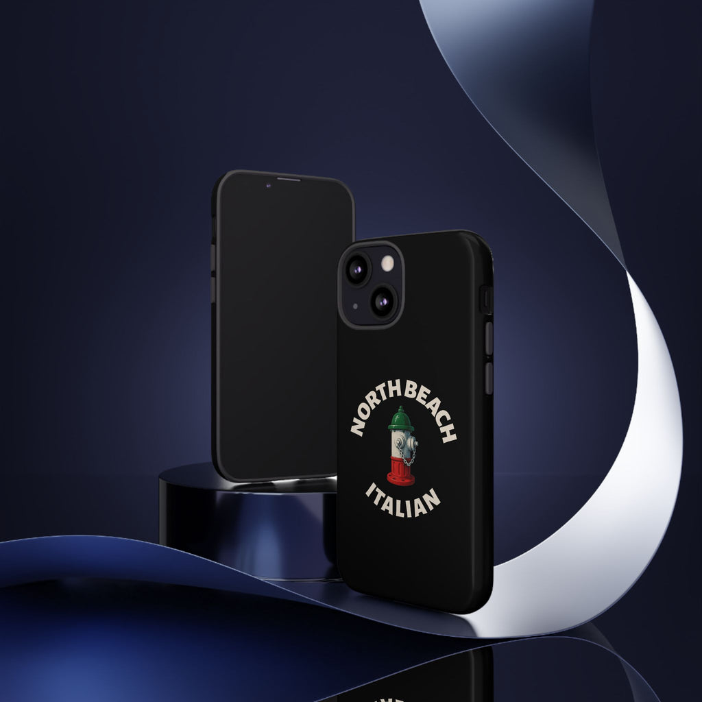 North Beach Italian Black Phone Case, Tough Cases for iPhone, Gift for Italians, Stylish Phone Cover, Unique Phone Accessory