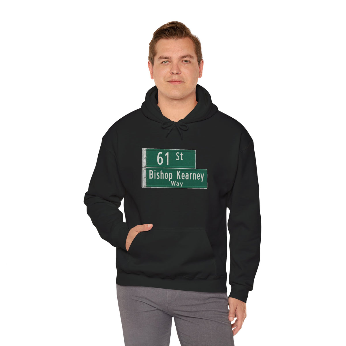 61 St Bishop Kearney Way Hoodie — Italian Flag Script Pullover
