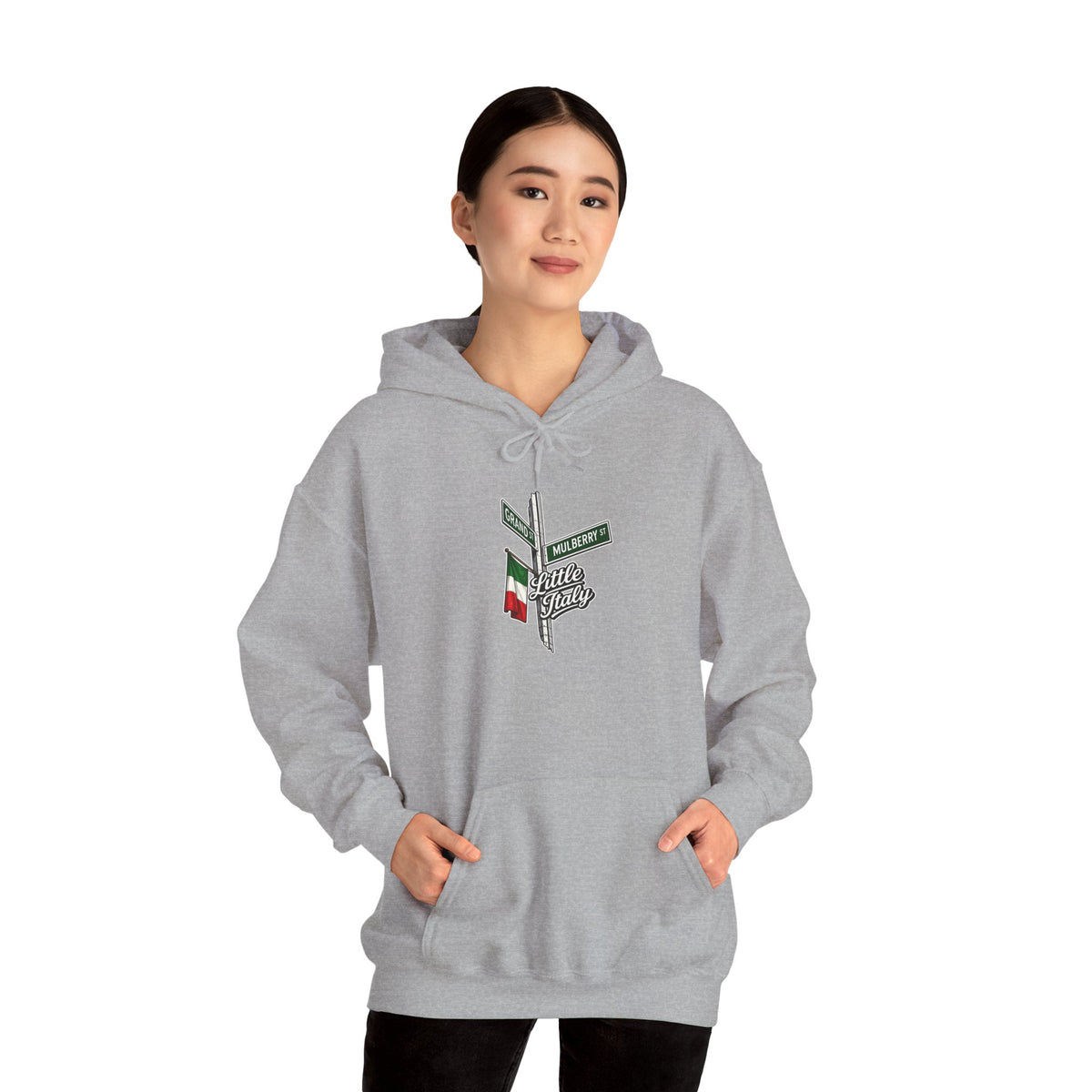 Little Italy Hoodie — Italian Flag Script Pullover