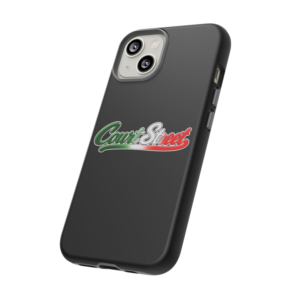 Court Street Black Phone Case, Tough Cases for iPhone, Gift for Italians, Stylish Phone Cover, Unique Phone Accessory