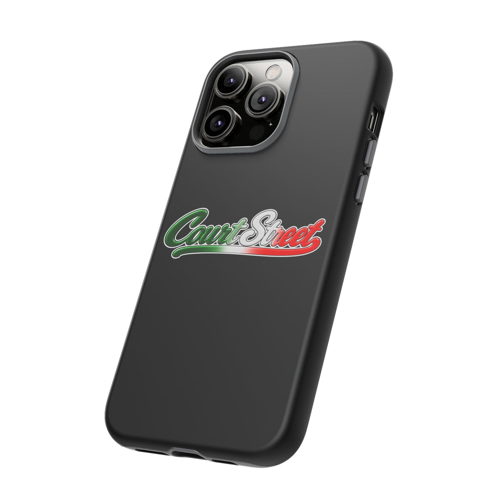Court Street Black Phone Case, Tough Cases for iPhone, Gift for Italians, Stylish Phone Cover, Unique Phone Accessory