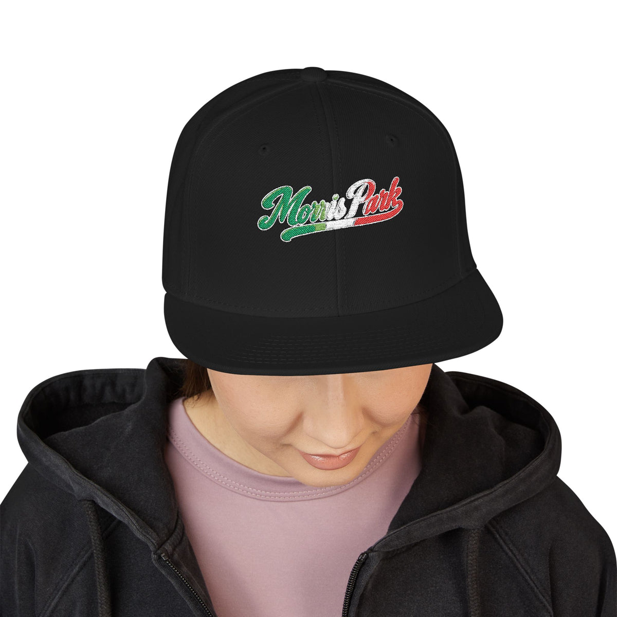 Morris Park Italian Embroidered Snapback Hat | Street Sign Patch Cap