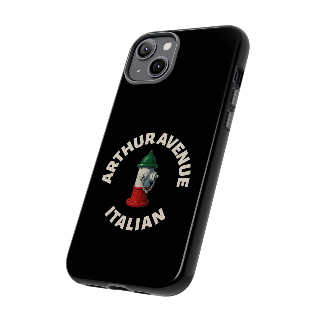 Arthur Avenue Italian Black Phone Case, Tough Cases for iPhone, Gift for Italians, Stylish Phone Cover, Unique Phone Accessory