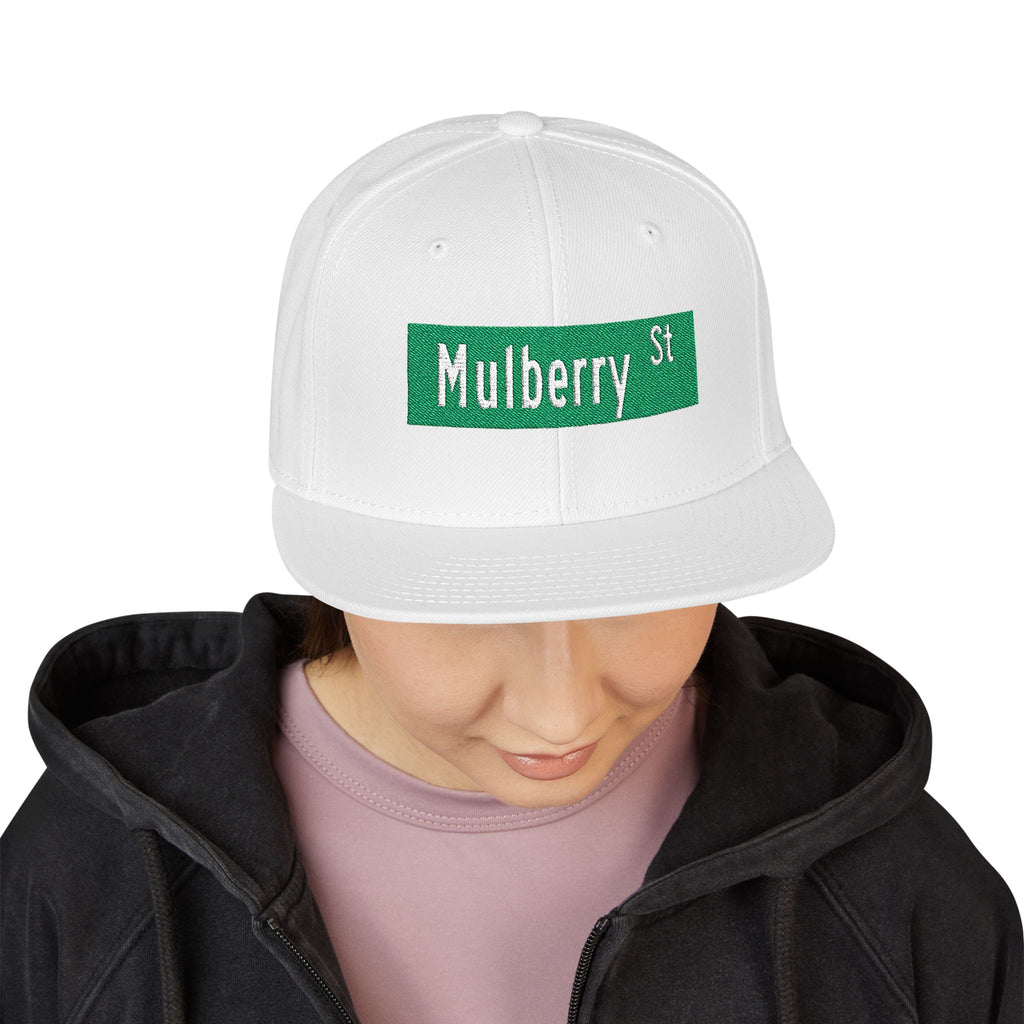 Mulberry St Embroidered Snapback Hat | Street Sign Patch Cap