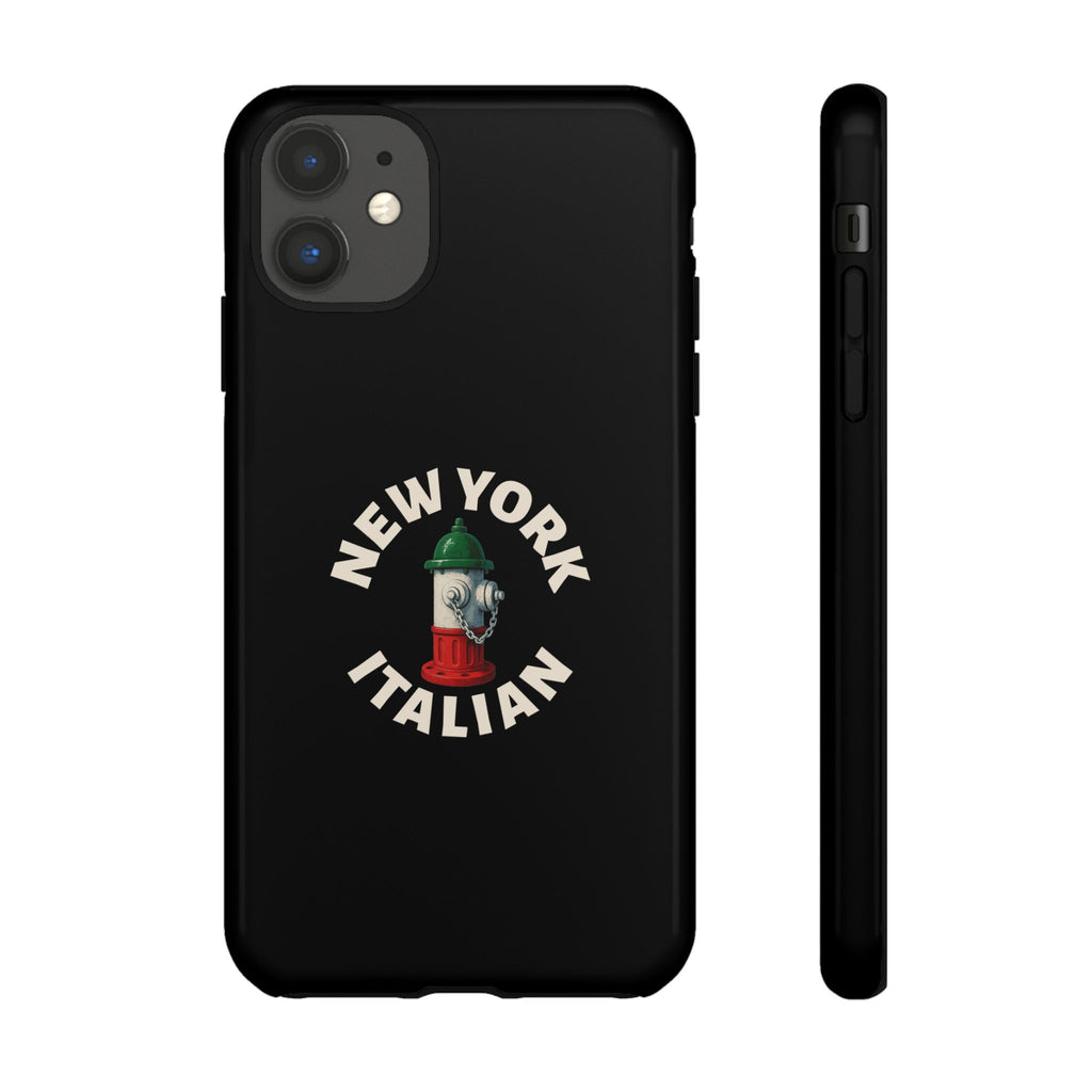 New York Italian Black Phone Case, Tough Cases for iPhone, Gift for Italians, Stylish Phone Cover, Unique Phone Accessory