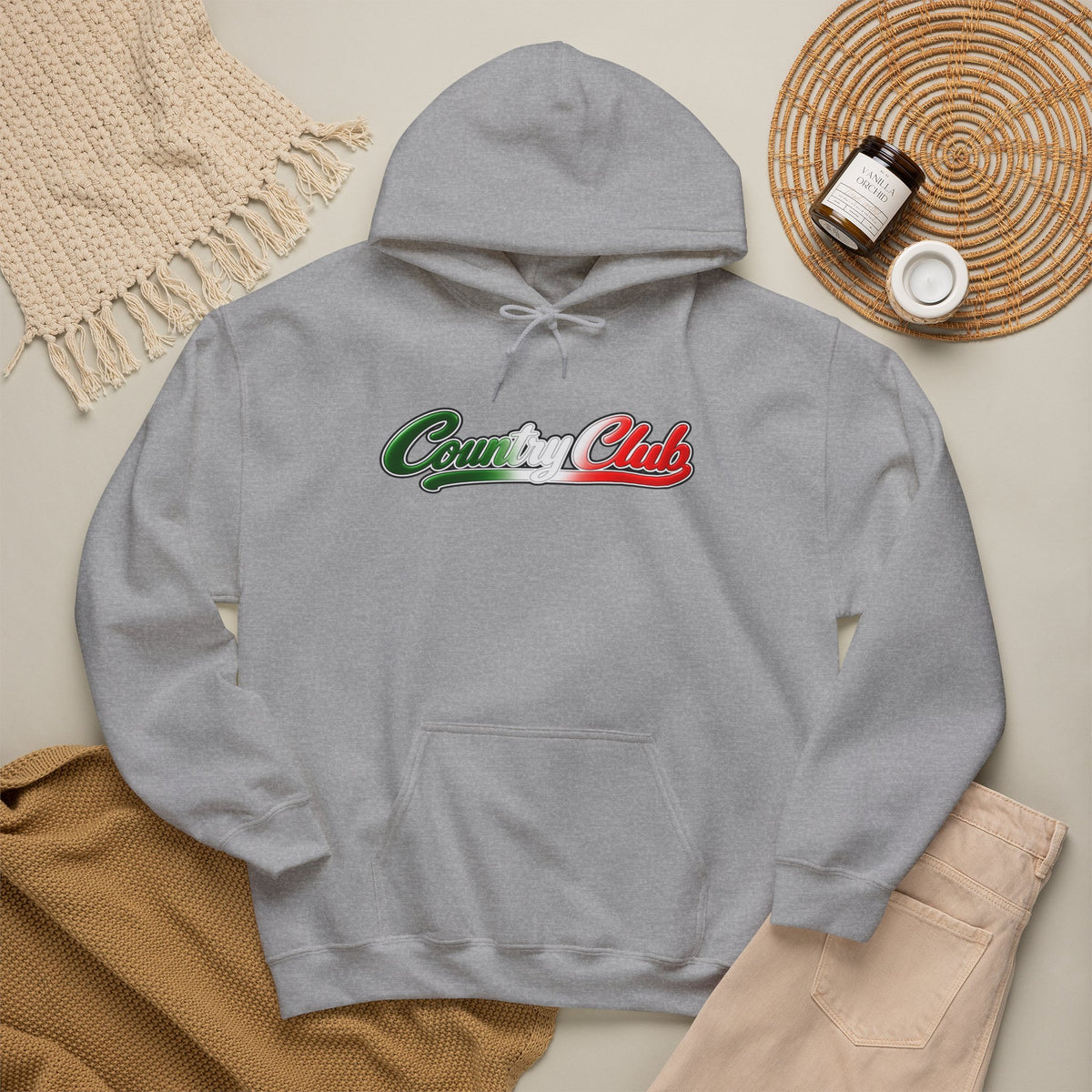 Country Club Hoodie — Italian Flag Script Pullover