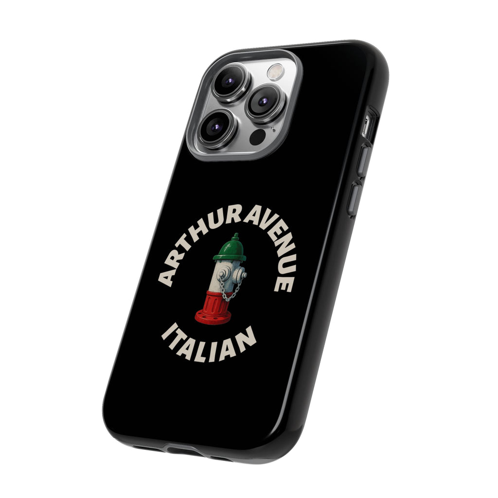 Arthur Avenue Italian Black Phone Case, Tough Cases for iPhone, Gift for Italians, Stylish Phone Cover, Unique Phone Accessory