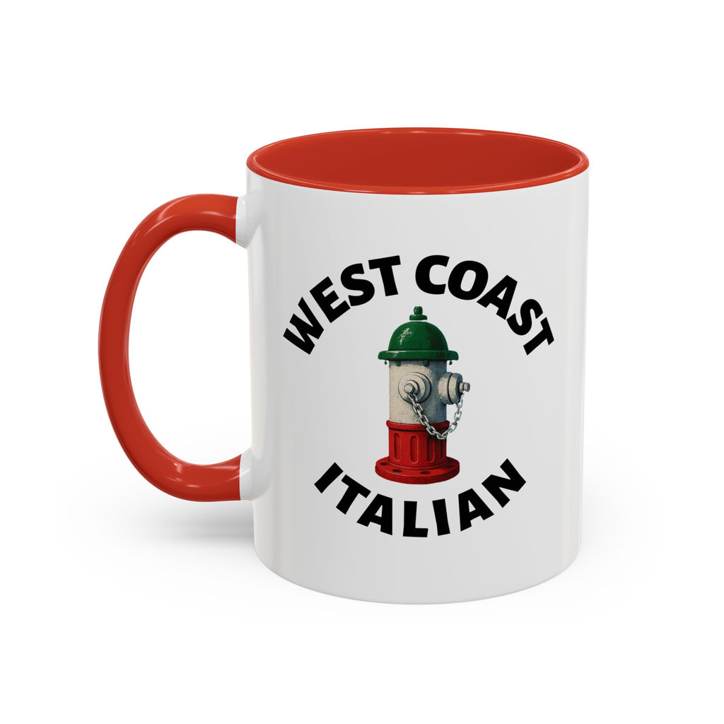 West Coast Coffee Mug with Fire Hydrant Design, Unique Gift for Italians, Fun Kitchen Decor