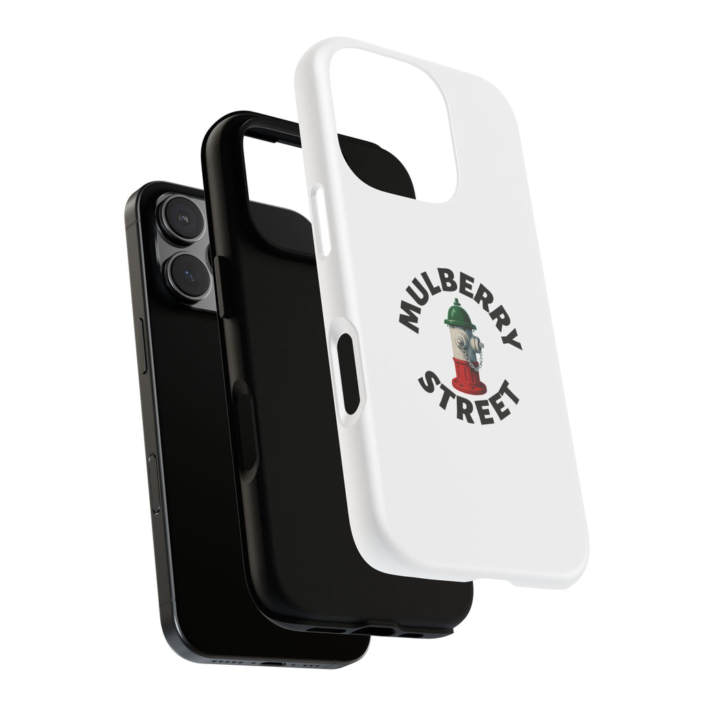 Mulberry Street White Phone Case, Urban Style Phone Cover, Tough Smartphone Case, Gift for Italian Heritage, Fun Streetwear Accessories