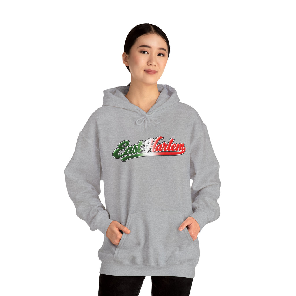 East Harlem Hoodie — Italian Flag Script Pullover
