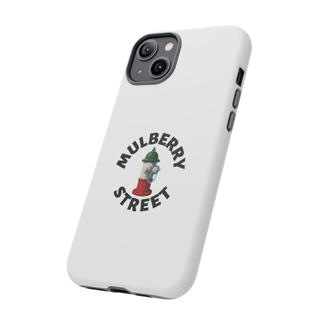 Mulberry Street White Phone Case, Urban Style Phone Cover, Tough Smartphone Case, Gift for Italian Heritage, Fun Streetwear Accessories