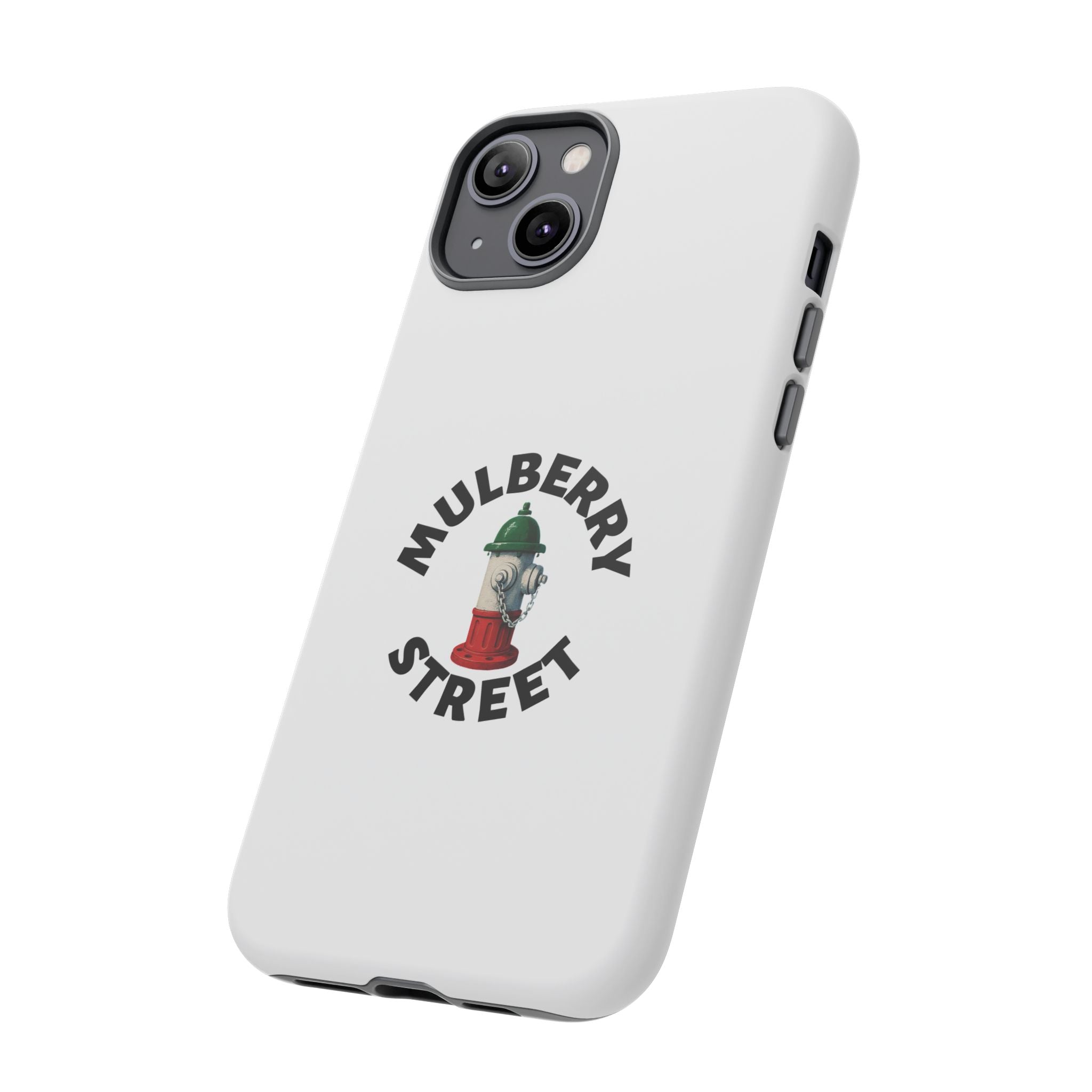 Mulberry Street White Phone Case, Urban Style Phone Cover, Tough Smartphone Case, Gift for Italian Heritage, Fun Streetwear Accessories
