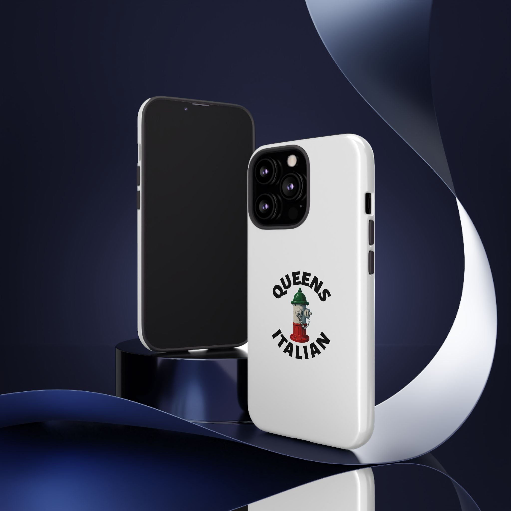 Queens Italian White Phone Case, Urban Style Phone Cover, Tough Smartphone Case, Gift for Italian Heritage, Fun Streetwear Accessories