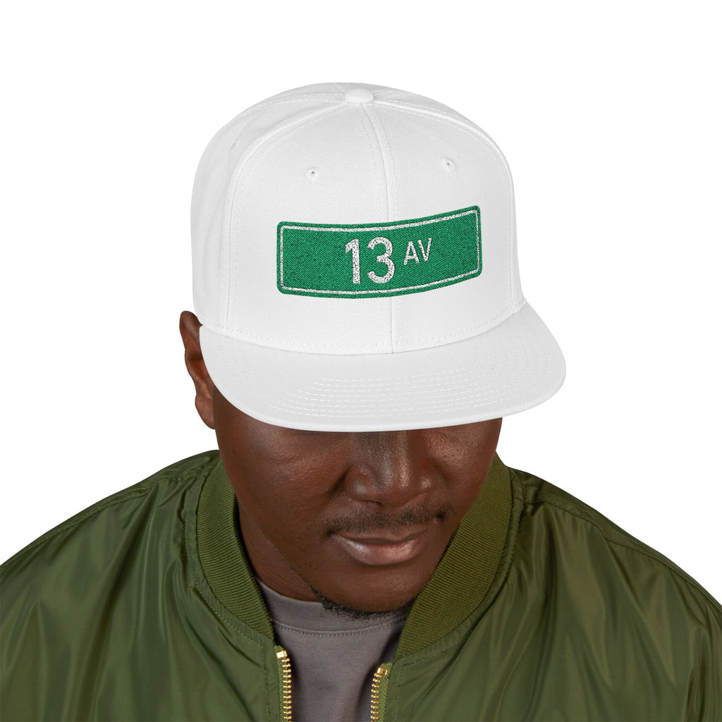 13 Ave Embroidered Snapback Hat | Street Sign Patch Cap