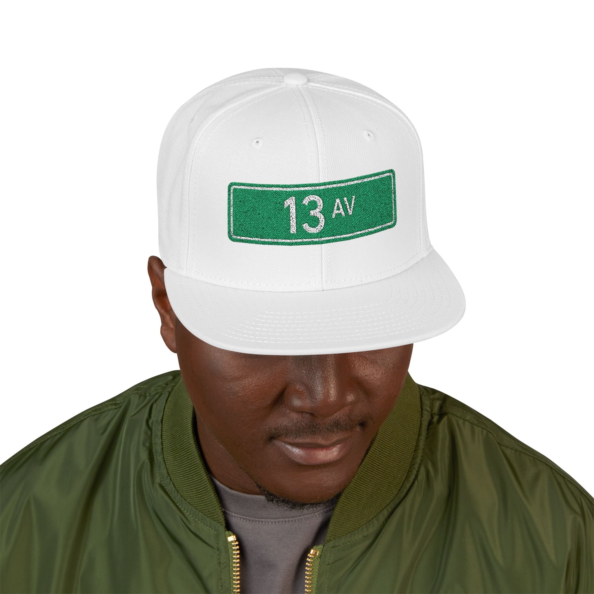 13 Ave Embroidered Snapback Hat | Street Sign Patch Cap