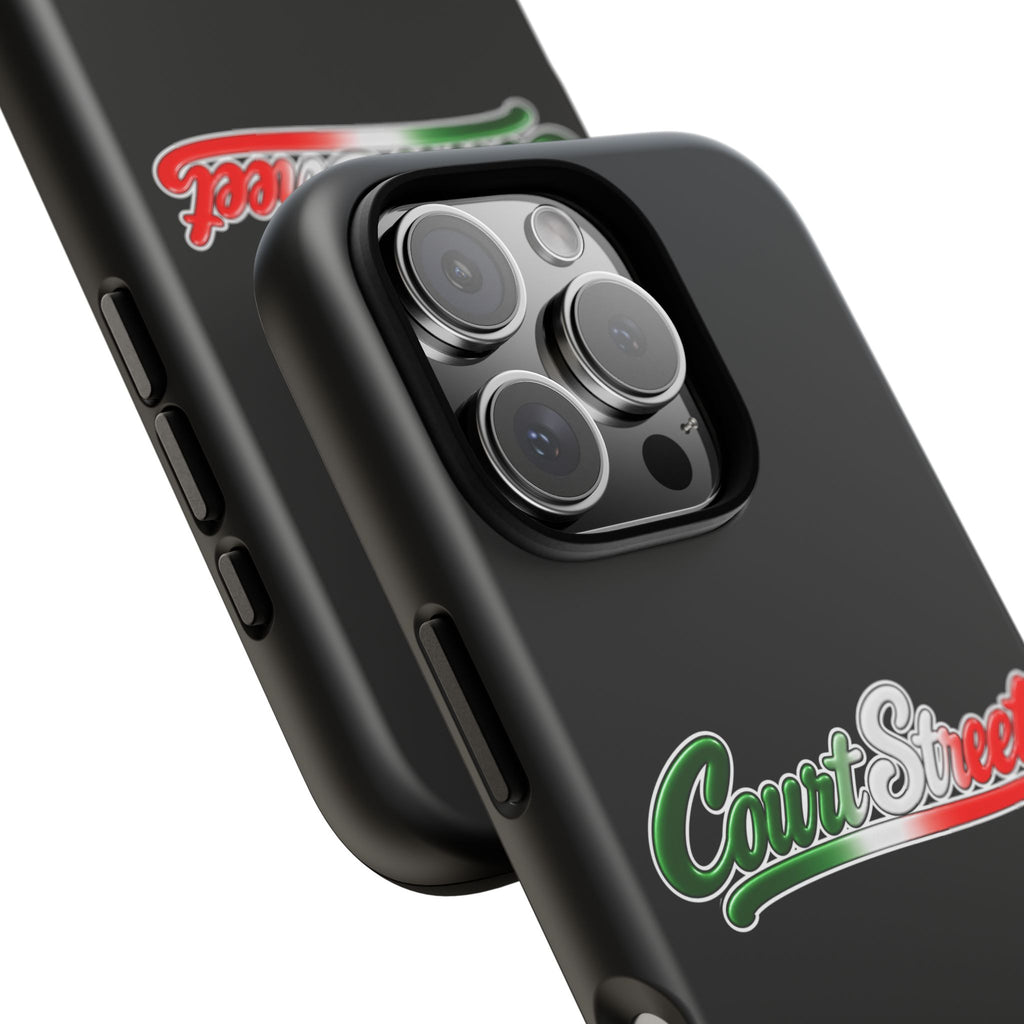 Court Street Black Phone Case, Tough Cases for iPhone, Gift for Italians, Stylish Phone Cover, Unique Phone Accessory