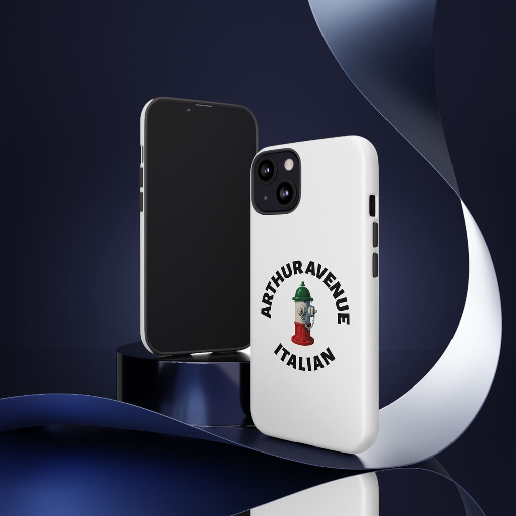 Arthur Avenue Italian White Phone Case, Urban Style Phone Cover, Tough Smartphone Case, Gift for Italian Heritage, Fun Streetwear Accessories
