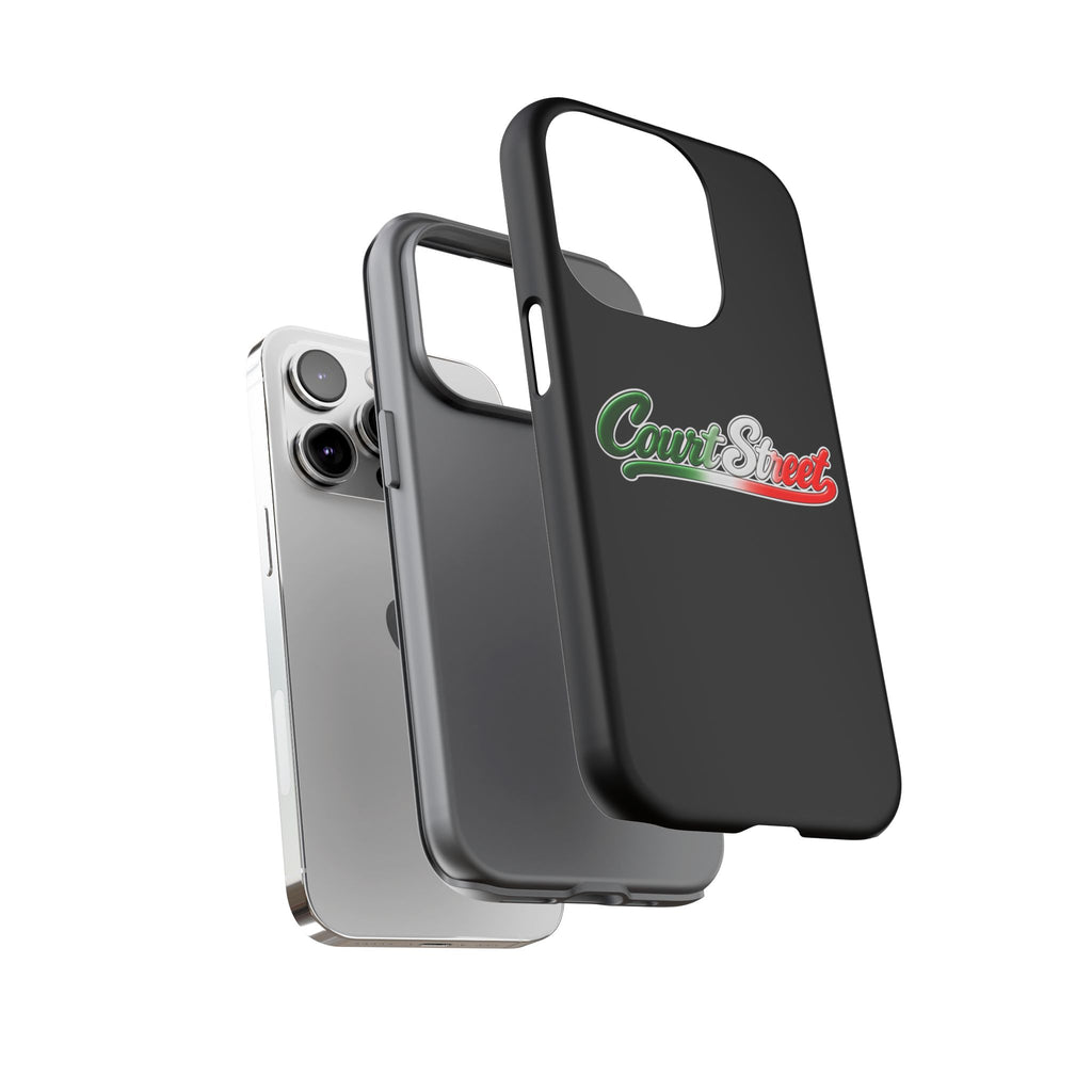 Court Street Black Phone Case, Tough Cases for iPhone, Gift for Italians, Stylish Phone Cover, Unique Phone Accessory