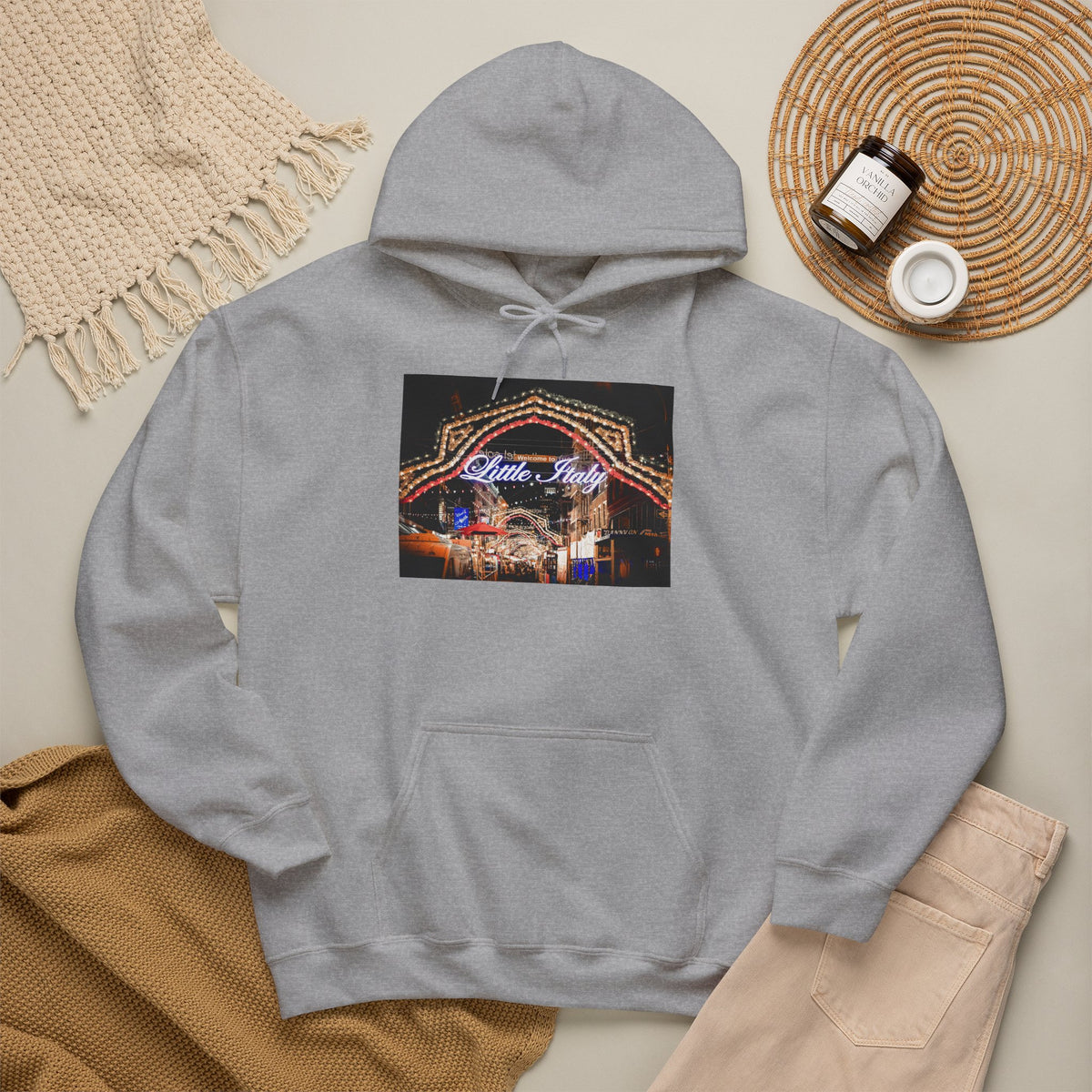 Little Italy Hoodie — Italian Flag Script Pullover