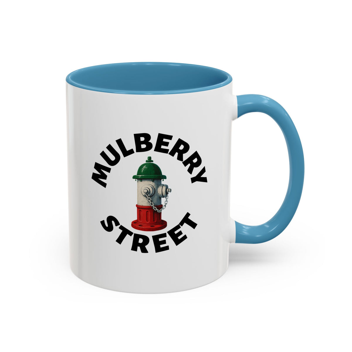 Mulberry Street Coffee Mug with Fire Hydrant Design, Unique Gift for Italians, Fun Kitchen Decor