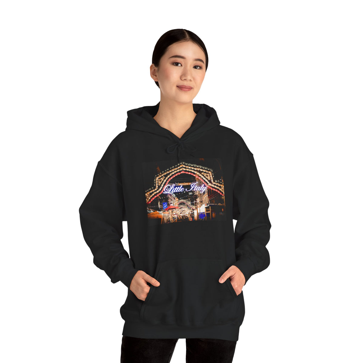 Little Italy Hoodie — Italian Flag Script Pullover