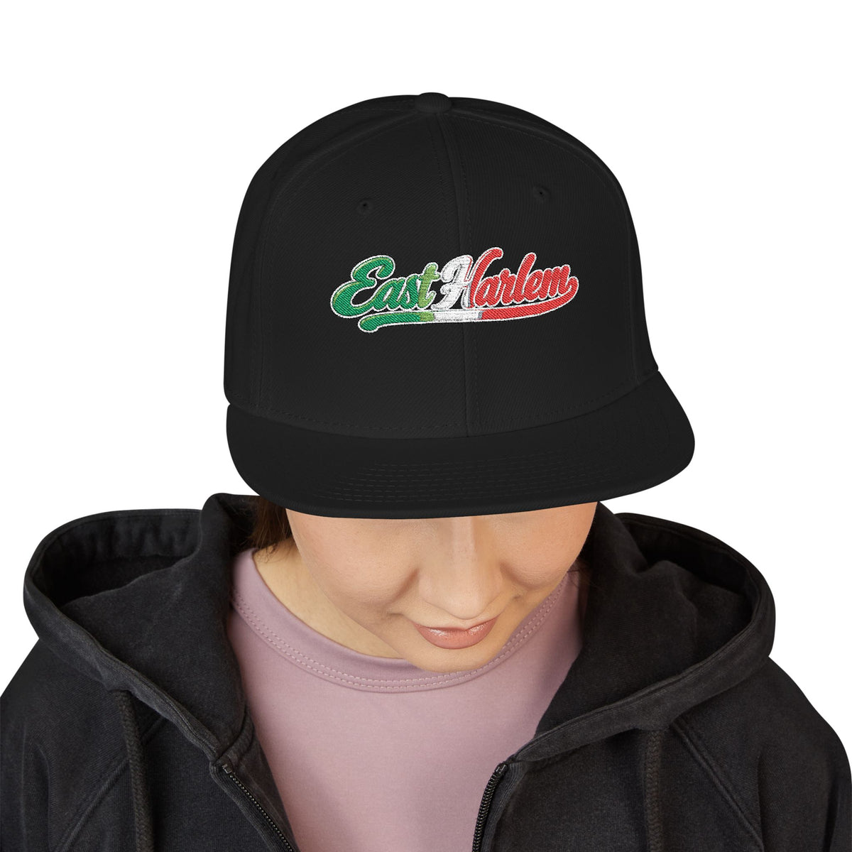 East Harlem Italian Embroidered Snapback Hat | Street Sign Patch Cap
