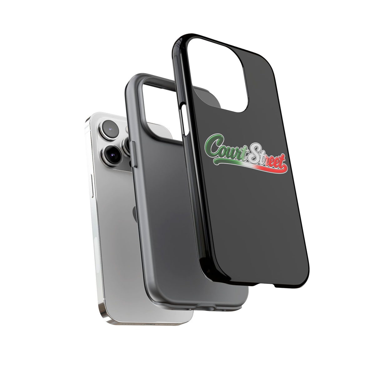 Court Street Black Phone Case, Tough Cases for iPhone, Gift for Italians, Stylish Phone Cover, Unique Phone Accessory