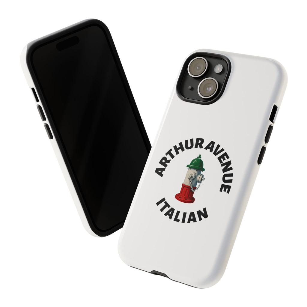 Arthur Avenue Italian White Phone Case, Urban Style Phone Cover, Tough Smartphone Case, Gift for Italian Heritage, Fun Streetwear Accessories