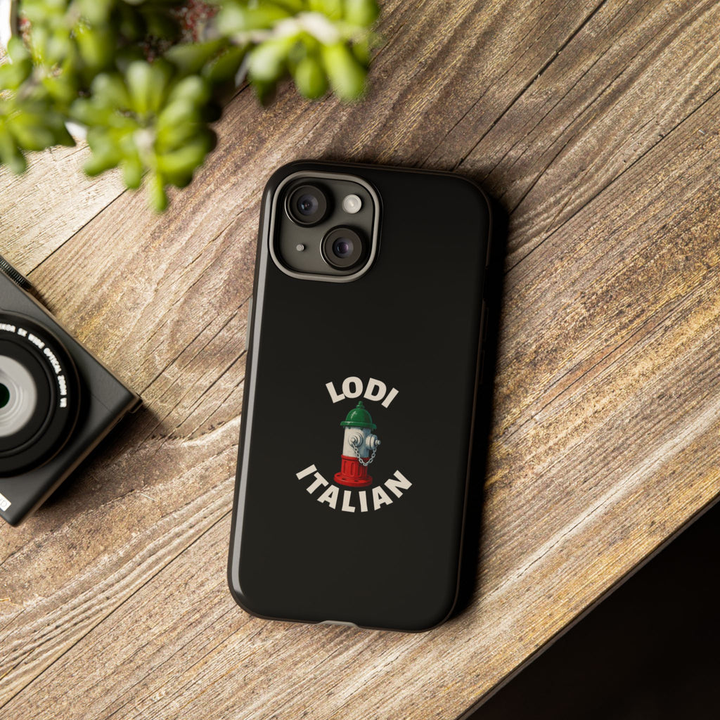 Lodi Italian Black Phone Case, Tough Cases for iPhone, Gift for Italians, Stylish Phone Cover, Unique Phone Accessory