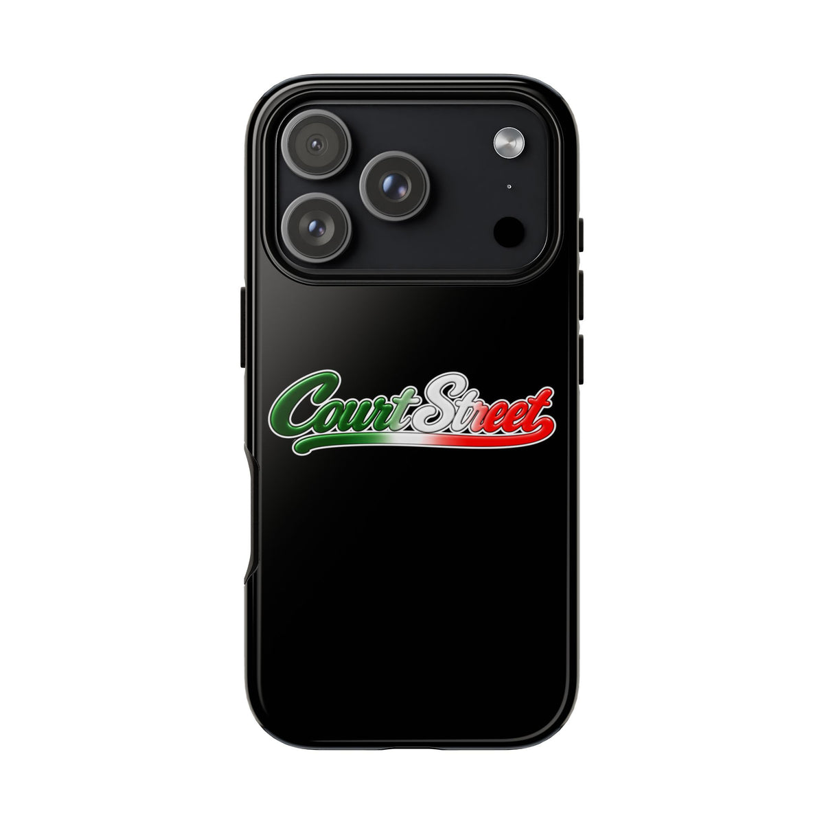 Court Street Black Phone Case, Tough Cases for iPhone, Gift for Italians, Stylish Phone Cover, Unique Phone Accessory